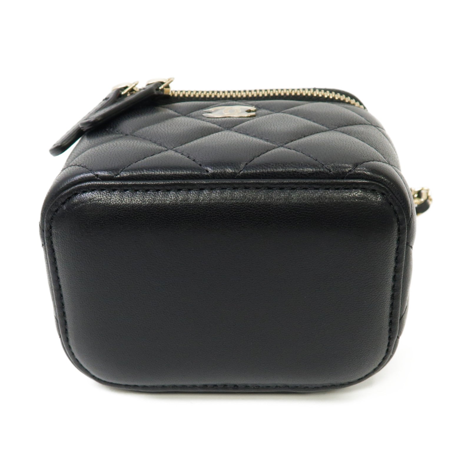 CHANEL 菱格羊皮皮革Chain Shoulder Bag金扣鏈帶肩背袋黒色