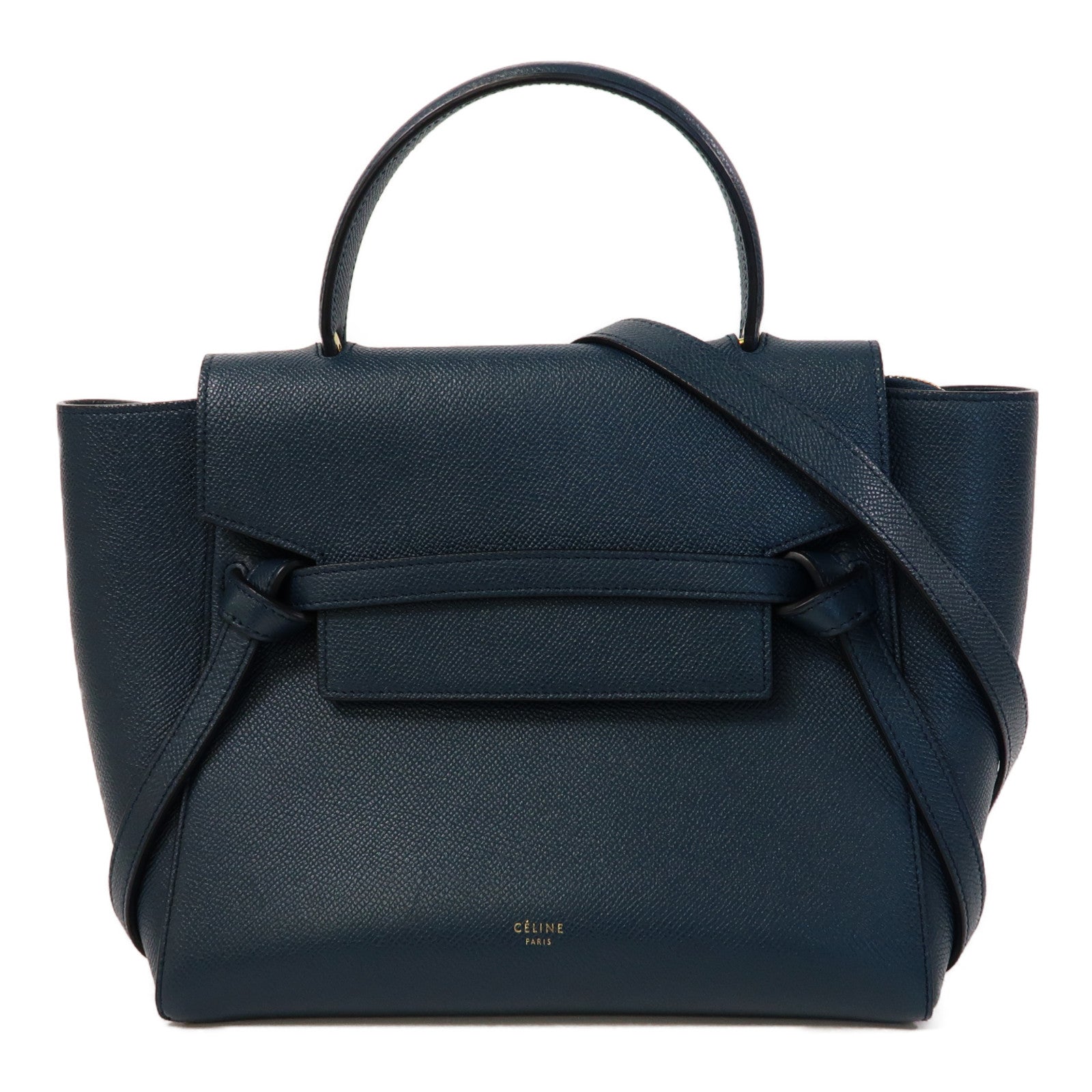 CELINE 牛皮皮革Micro Belt Bag金扣手挽肩背兩用袋藍色