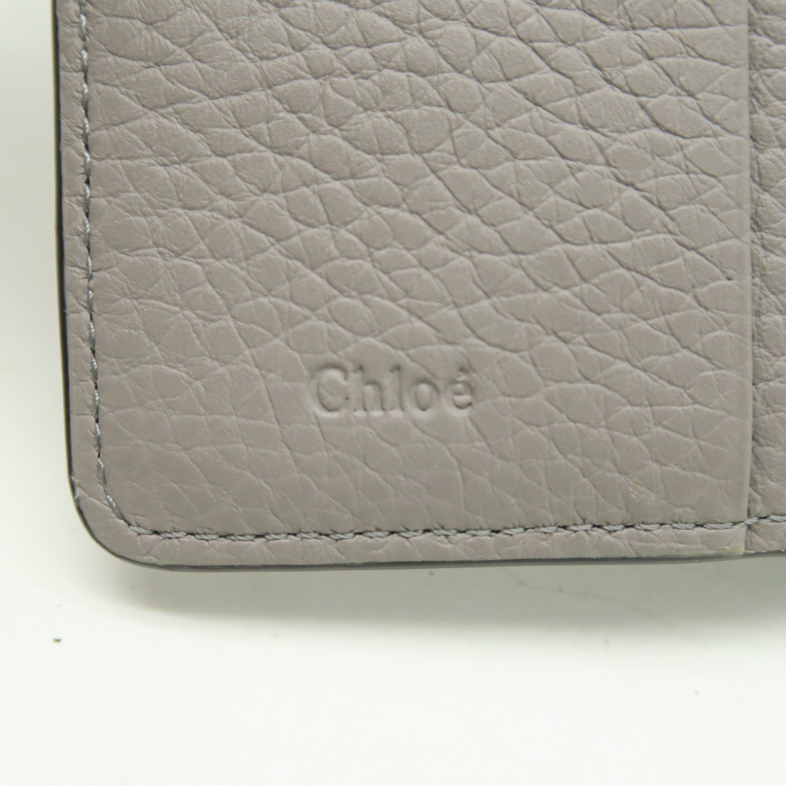 Chloe Leather Wallet Gold Buckle Gray