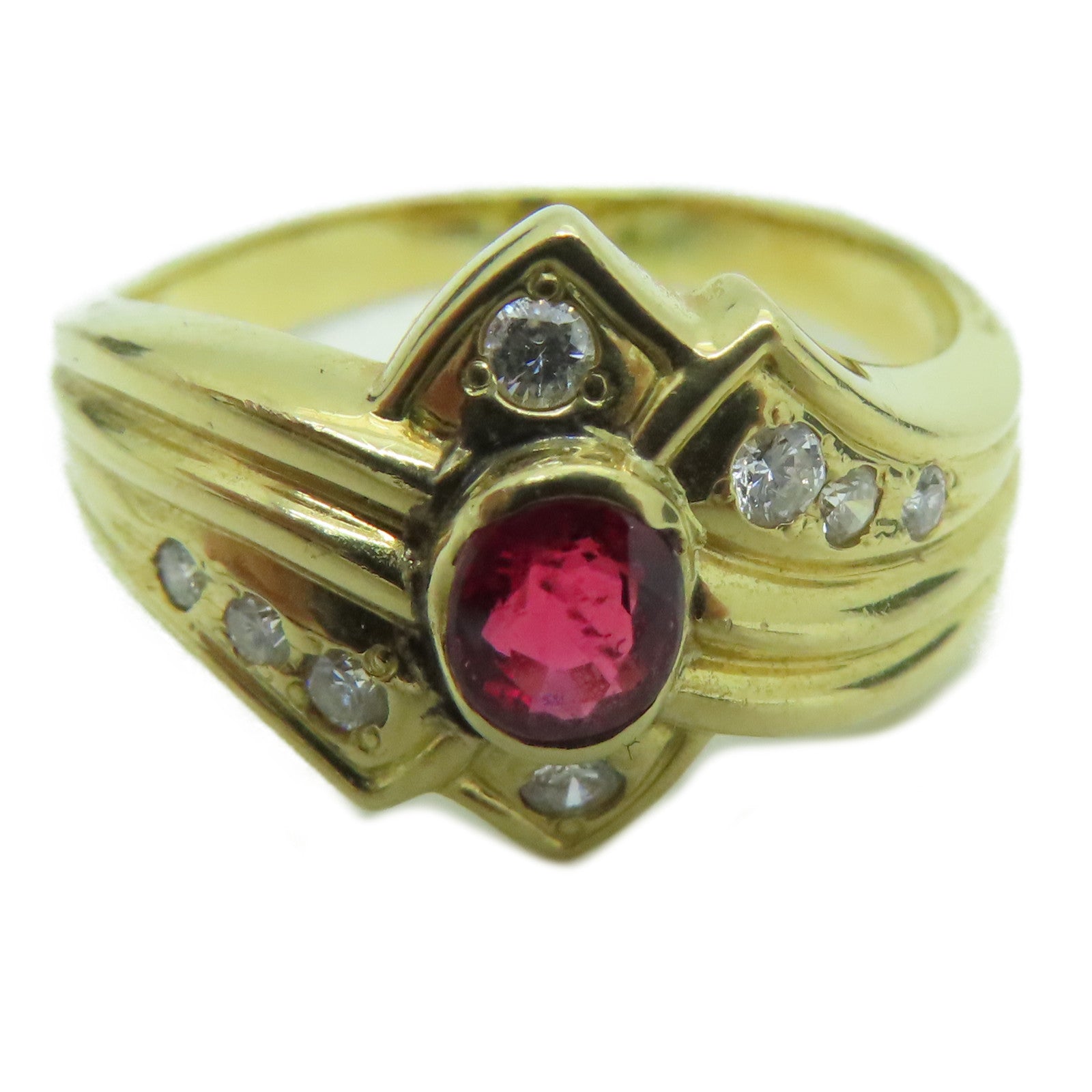 JEWELRY 【激减优惠】18K黄金Ruby Ring 0.41ct红宝石/0.15ct钻石戒指US#7.5