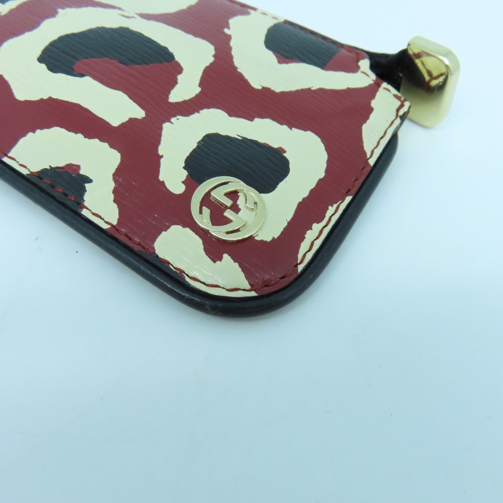 GUCCI 塗層帆布Coins Case金扣錢包紅色/白色/黑色
