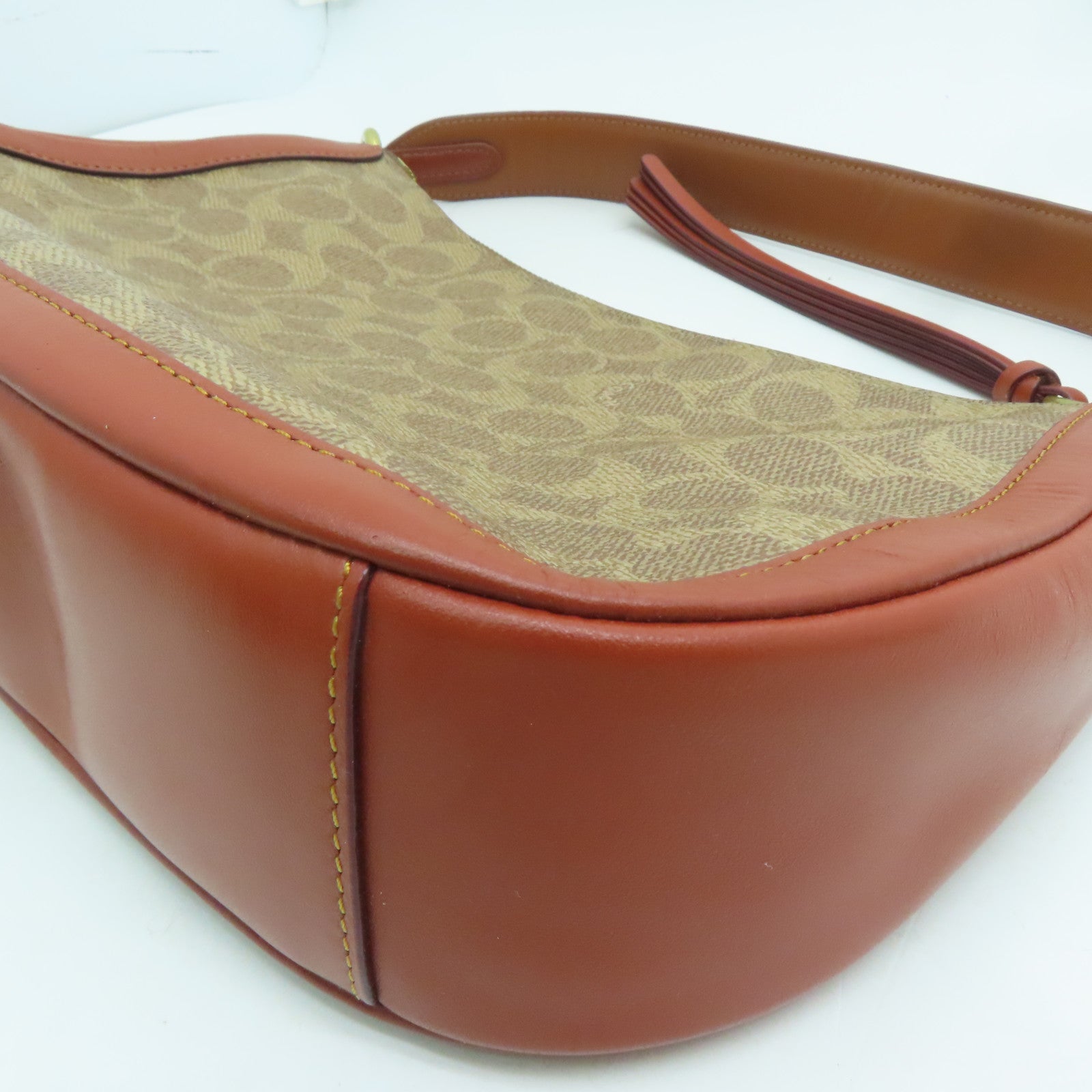 COACH 牛皮皮革2 Way Shoulder Bag金扣手挽肩背兩用袋棕色