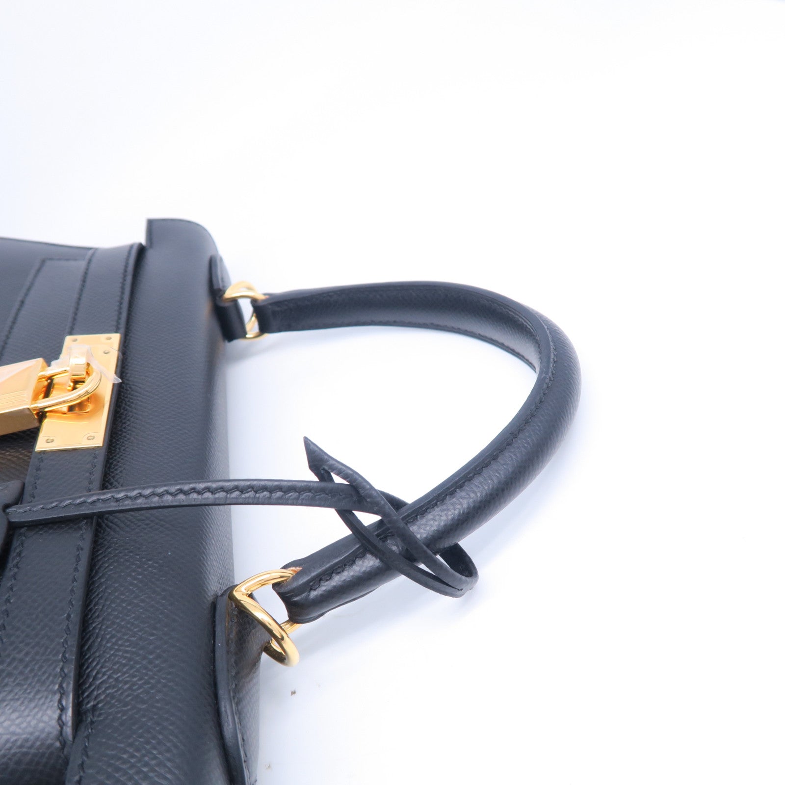 HERMES Veau Epsom皮革Kelly 28金扣手挽肩背兩用袋黑色