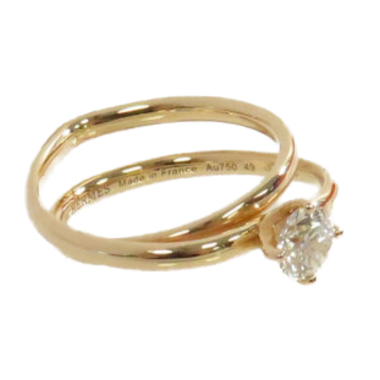 HERMES 18K玫瑰金/0.5ct鑽石Diamond Ring戒指US#5