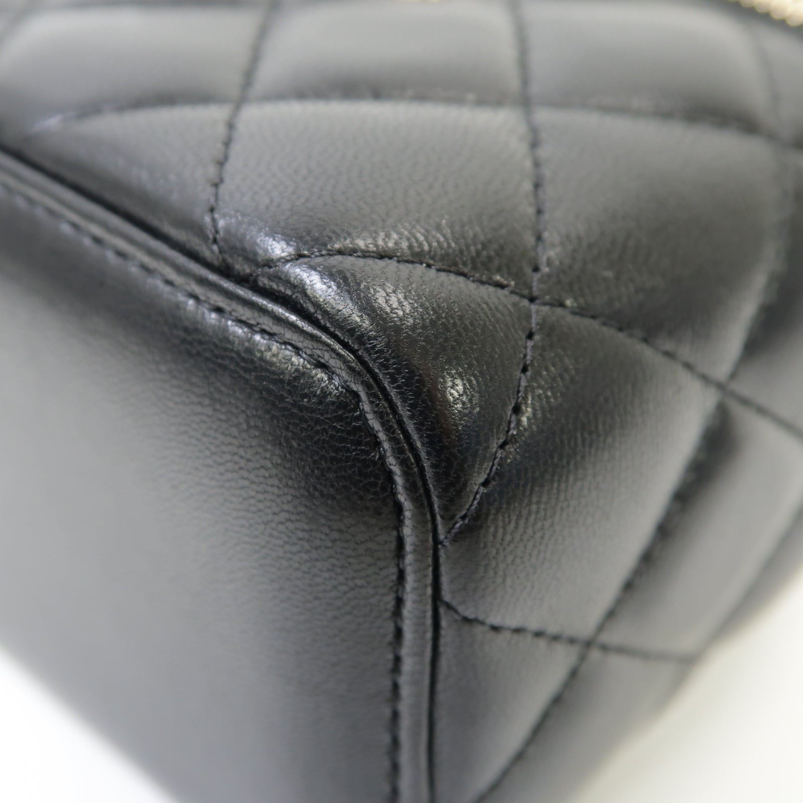 CHANEL 菱格羊皮皮革Chain Shoulder Bag金扣鏈帶肩背袋黒色