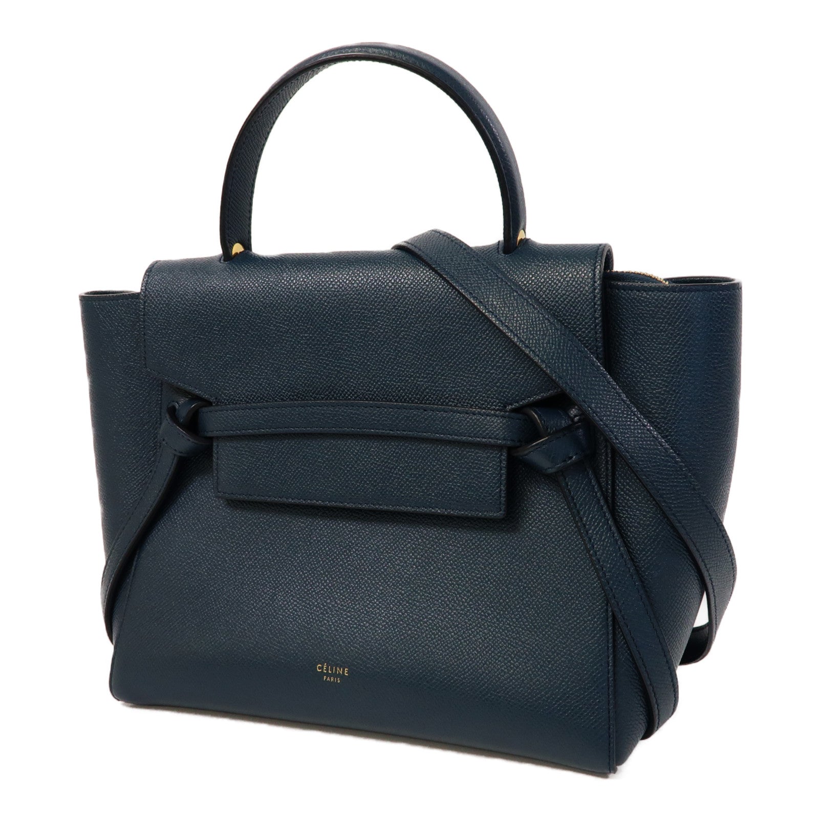 CELINE 牛皮皮革Micro Belt Bag金扣手挽肩背兩用袋藍色