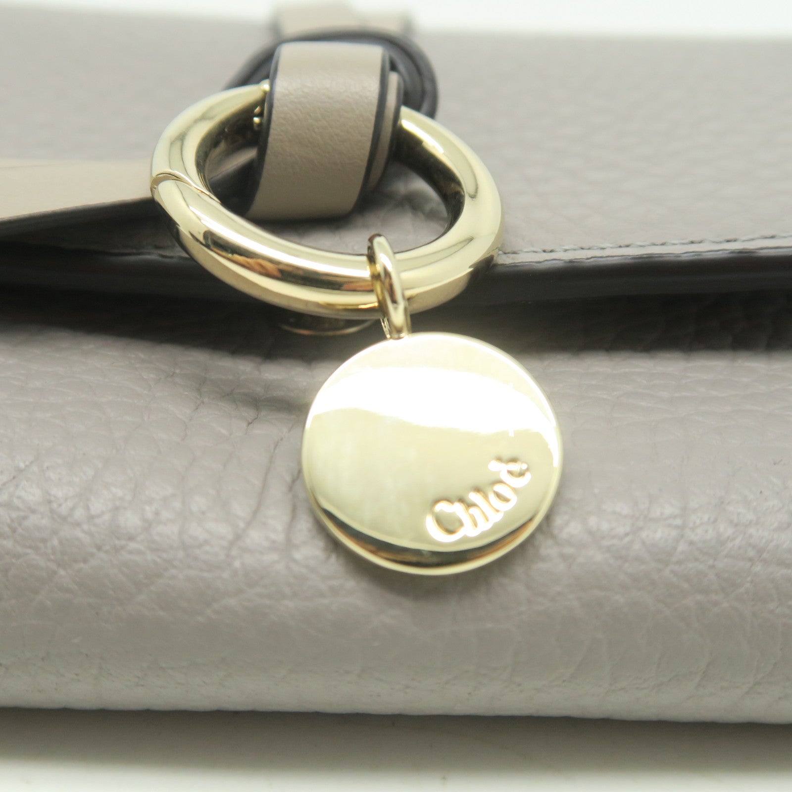 Chloe Leather Wallet Gold Buckle Gray