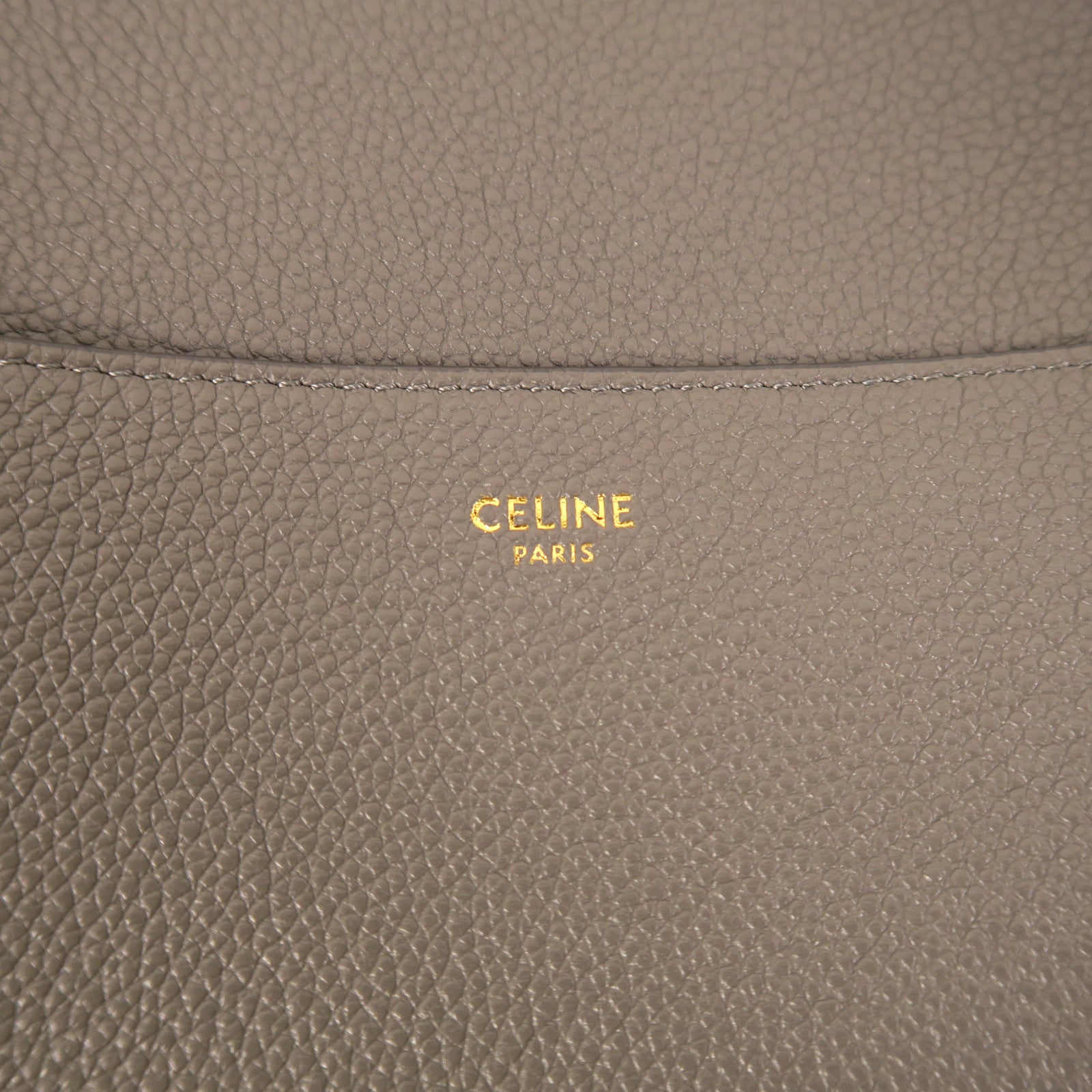 CELINE 牛皮皮革Shoulder Bag金扣肩背袋灰色