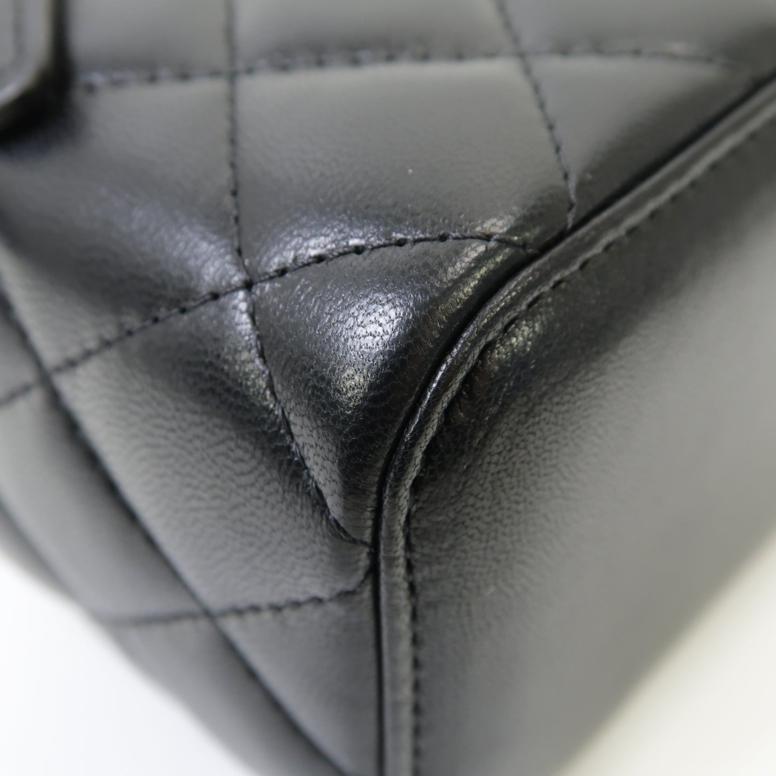 CHANEL 菱格羊皮皮革Chain Shoulder Bag金扣鏈帶肩背袋黒色