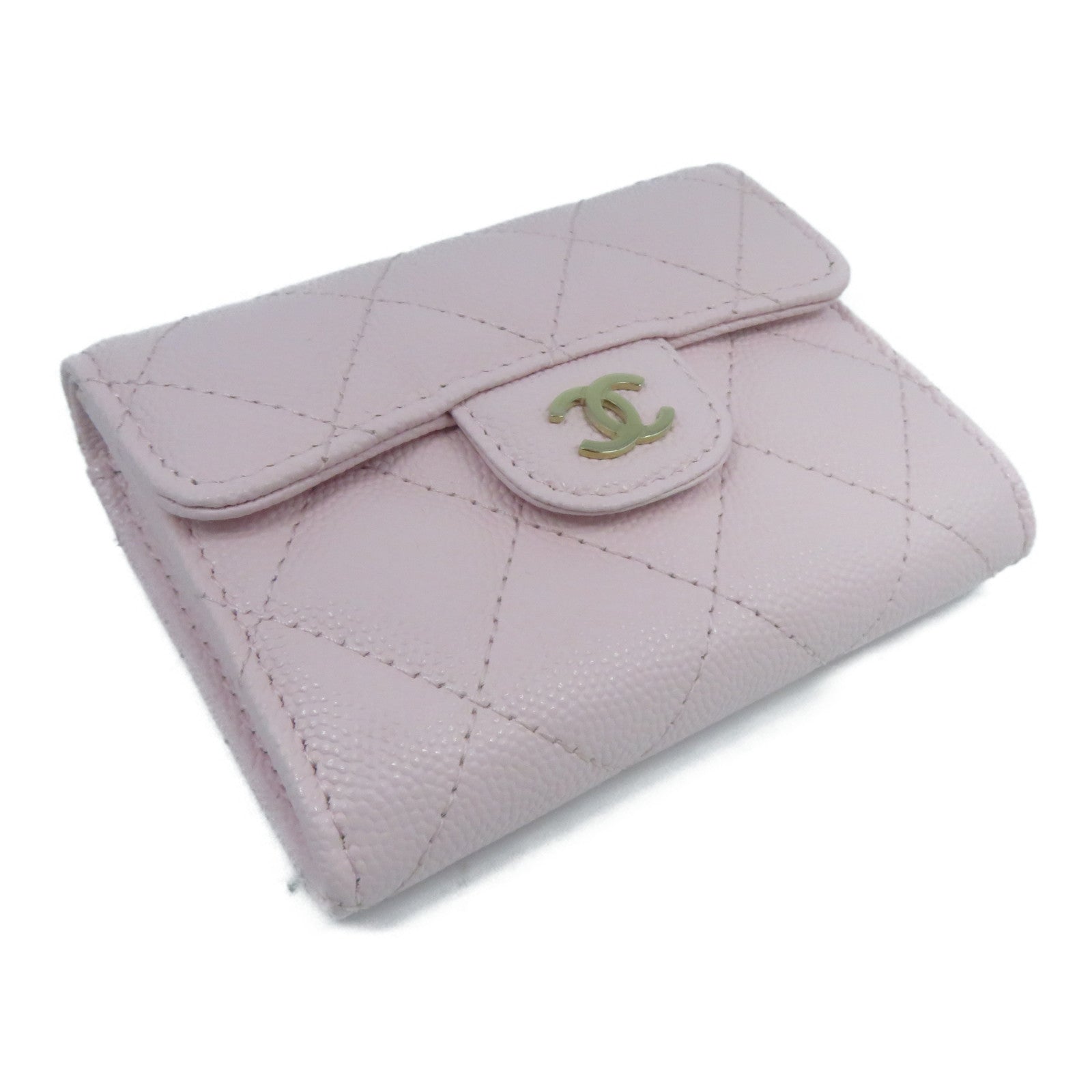 CHANEL 菱格Caviar皮革Card Holder金扣卡片套粉紅色