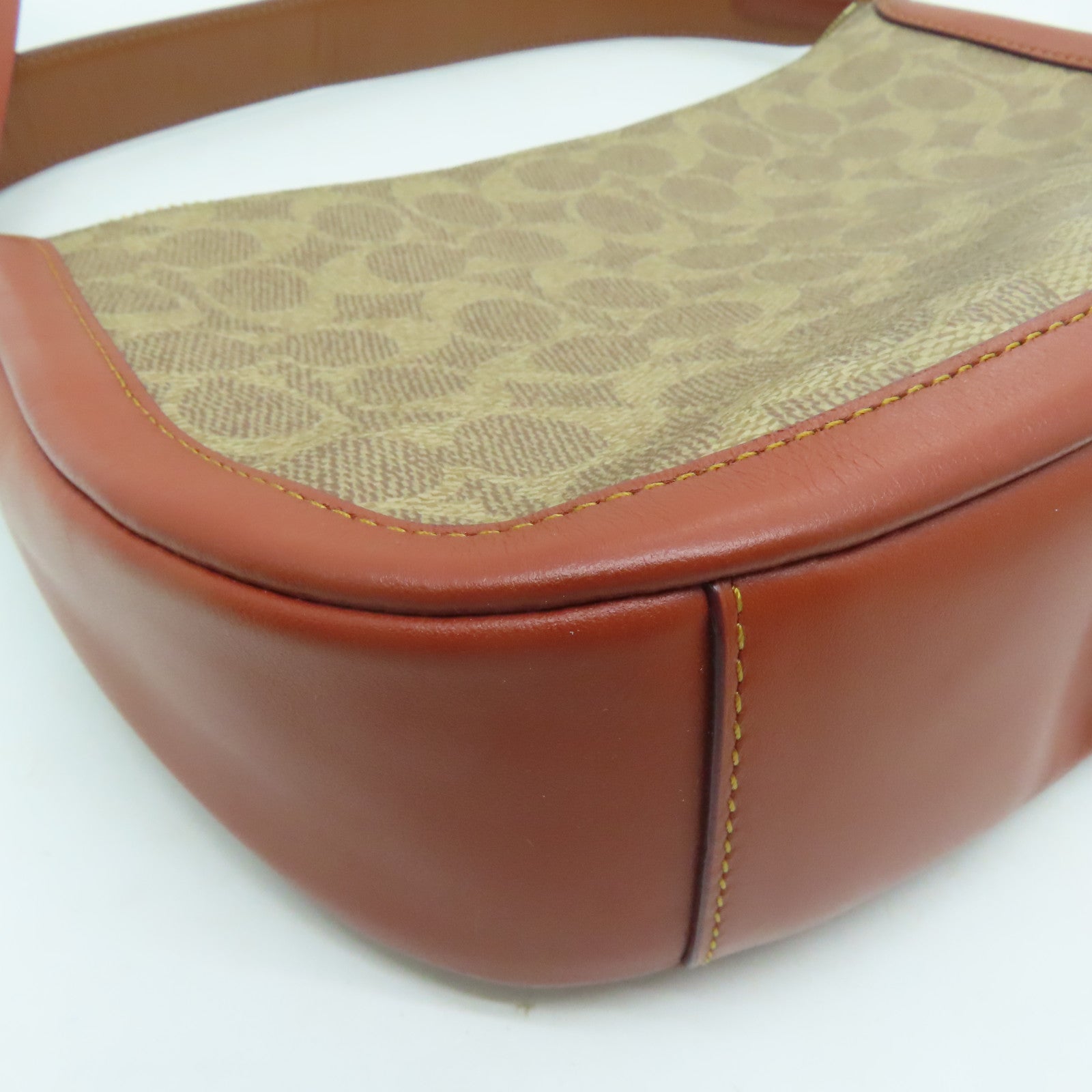 COACH 牛皮皮革2 Way Shoulder Bag金扣手挽肩背兩用袋棕色