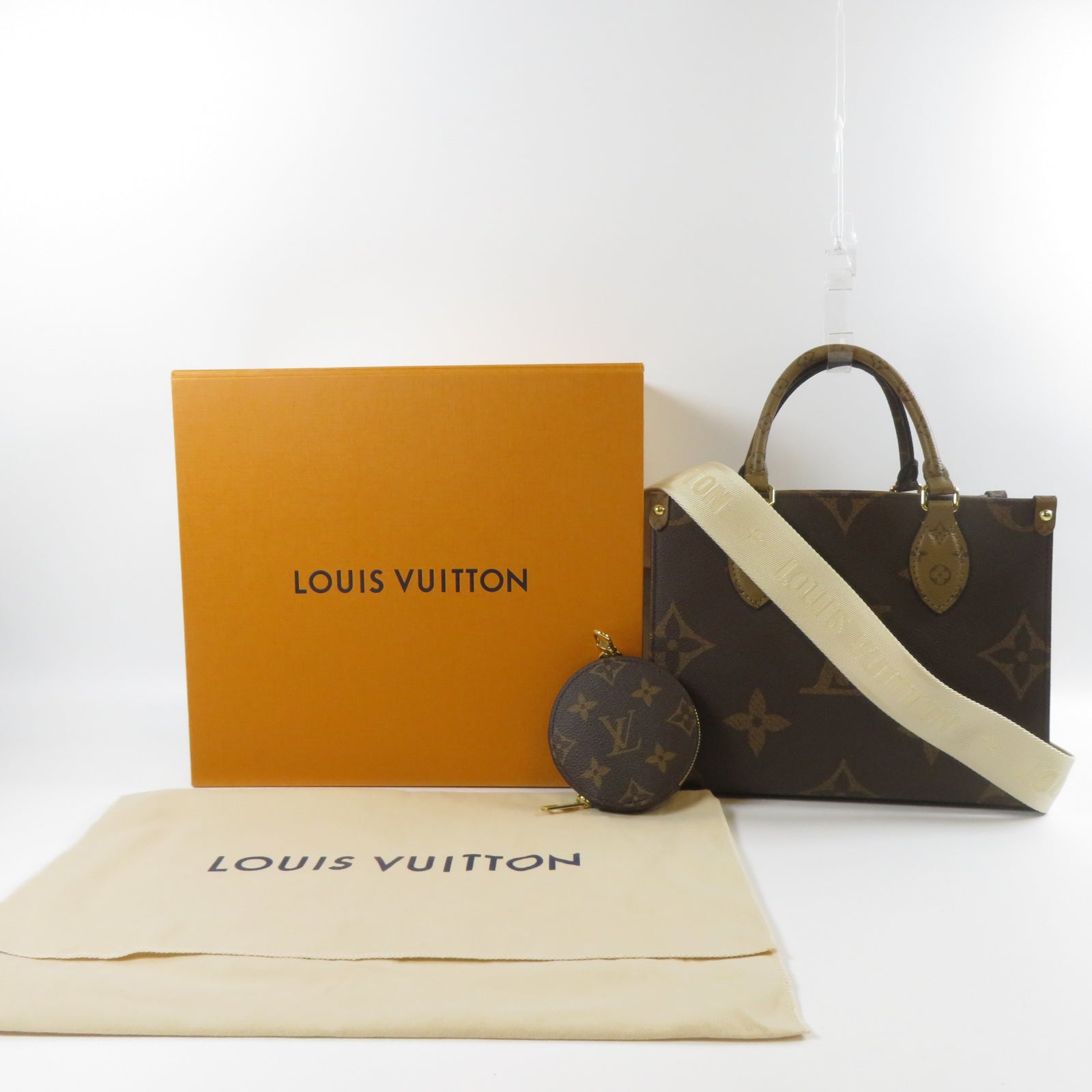 LOUIS VUITTON Monogram On The Go PM金扣手挽肩背兩用袋啡色