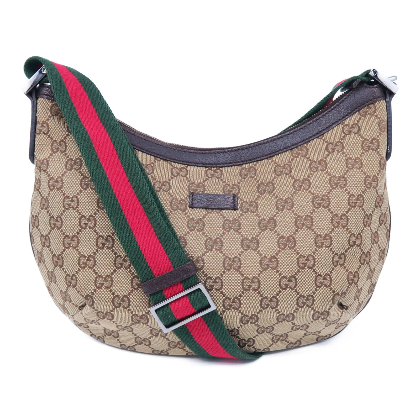 GUCCI 帆布Shoulder Bag銀扣肩背袋啡色