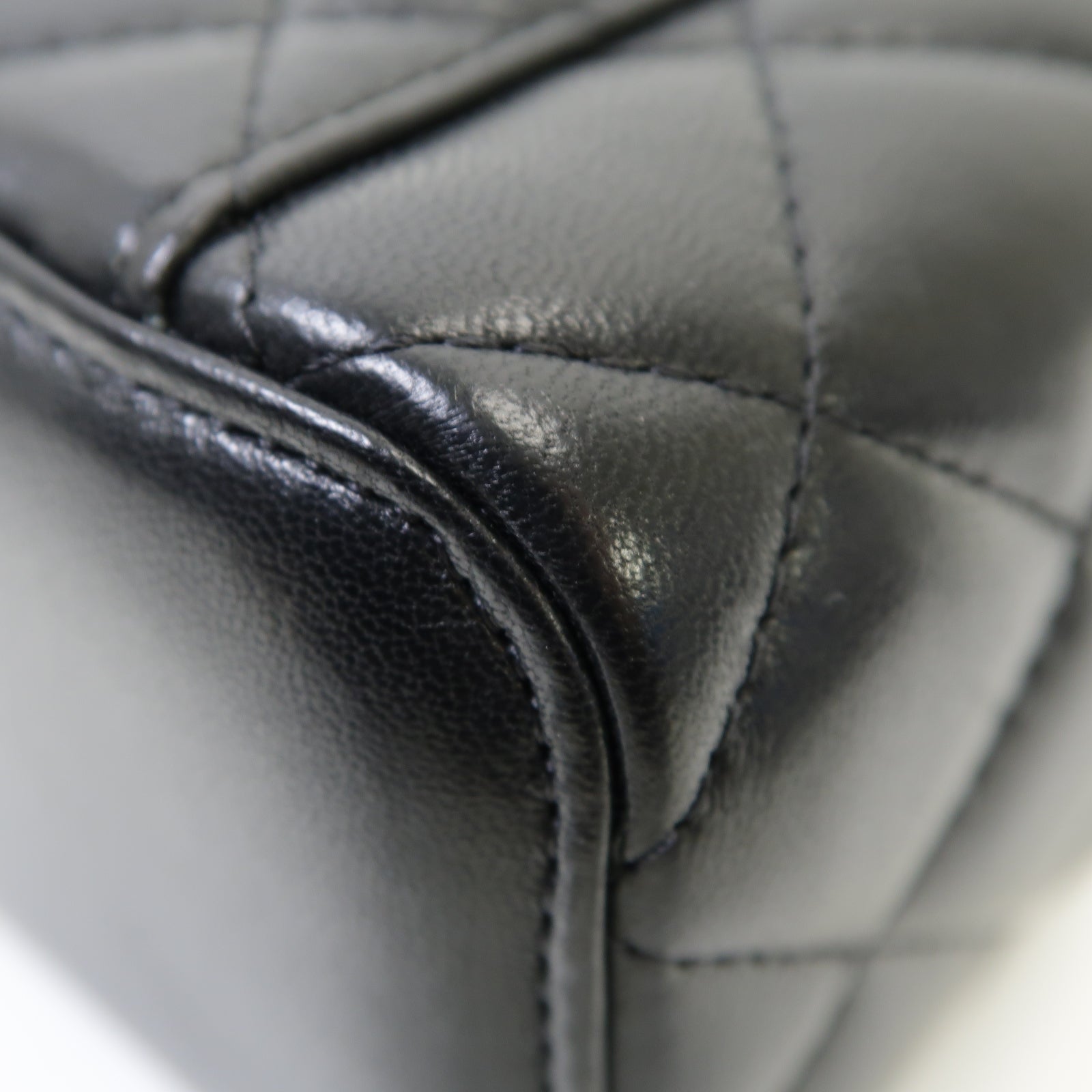 CHANEL 菱格羊皮皮革Chain Shoulder Bag金扣鏈帶肩背袋黒色