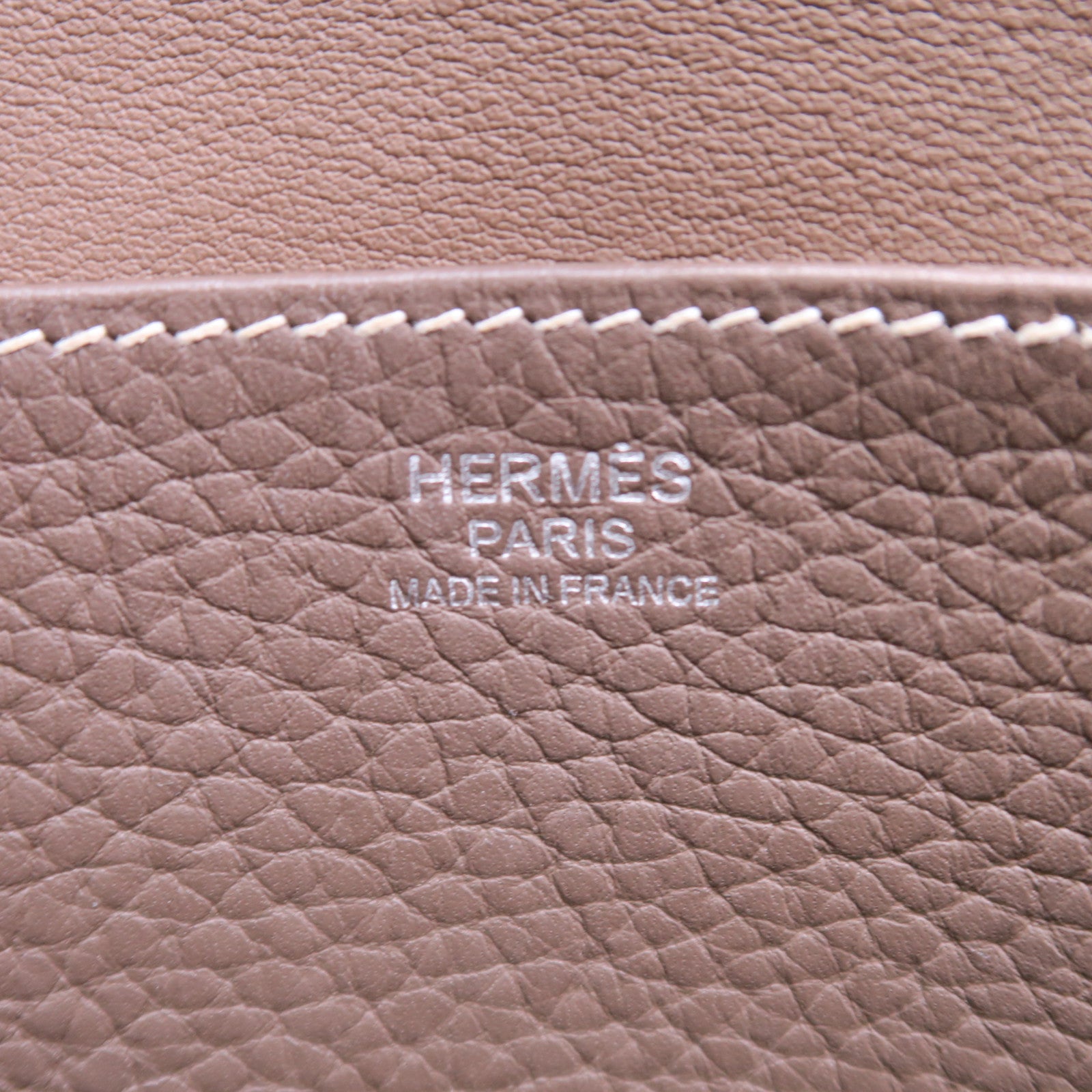 HERMES Clemence皮革Halzan 31銀扣手挽肩背兩用袋大象灰色
