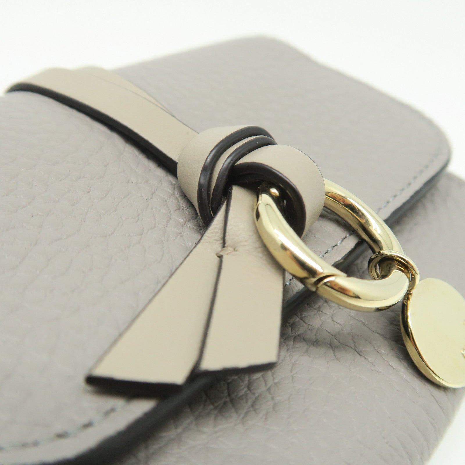 Chloe Leather Wallet Gold Buckle Gray