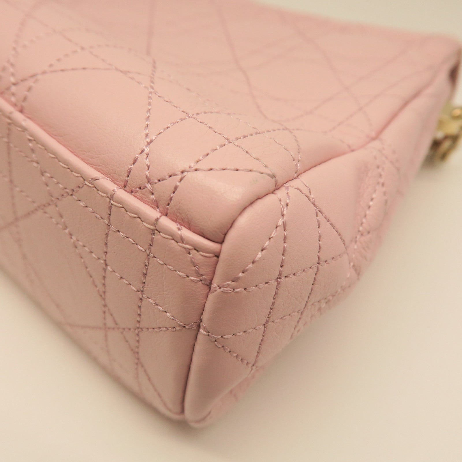 Dior rhombic cowhide leather Chain Shoulder gold buckle shoulder bag pink