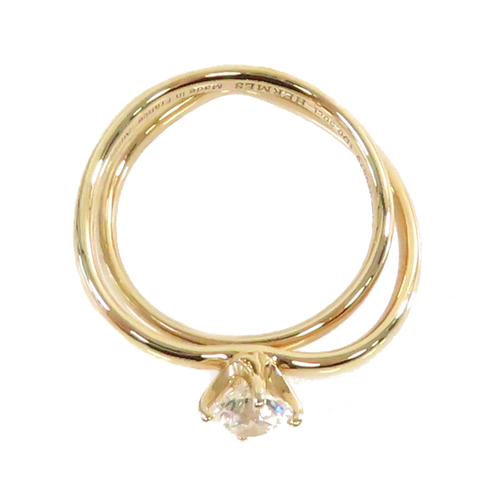 HERMES 18K玫瑰金/0.5ct鑽石Diamond Ring戒指US#5