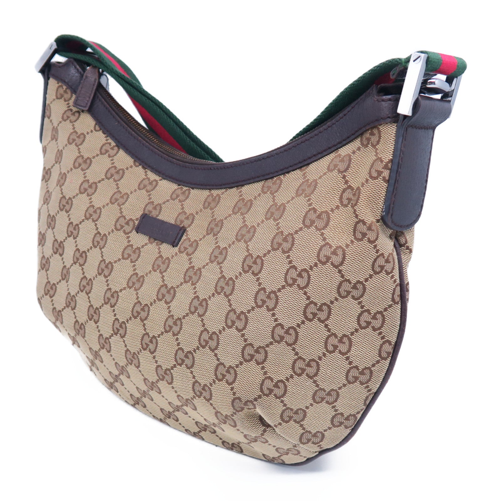 GUCCI 帆布Shoulder Bag銀扣肩背袋啡色