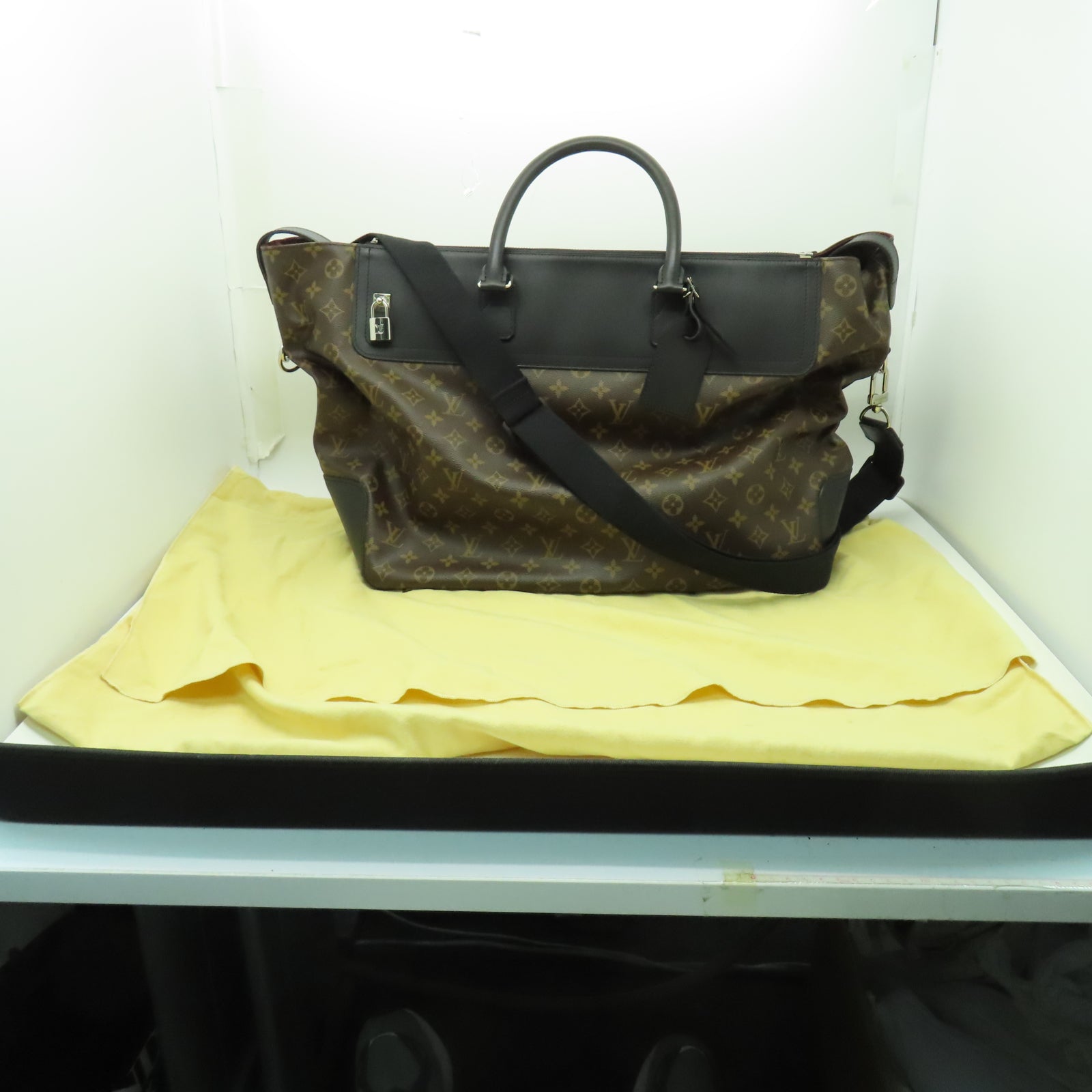LOUIS VUITTON Monogram Neo Greenwich銀扣手挽肩背兩用袋棕色/黑色