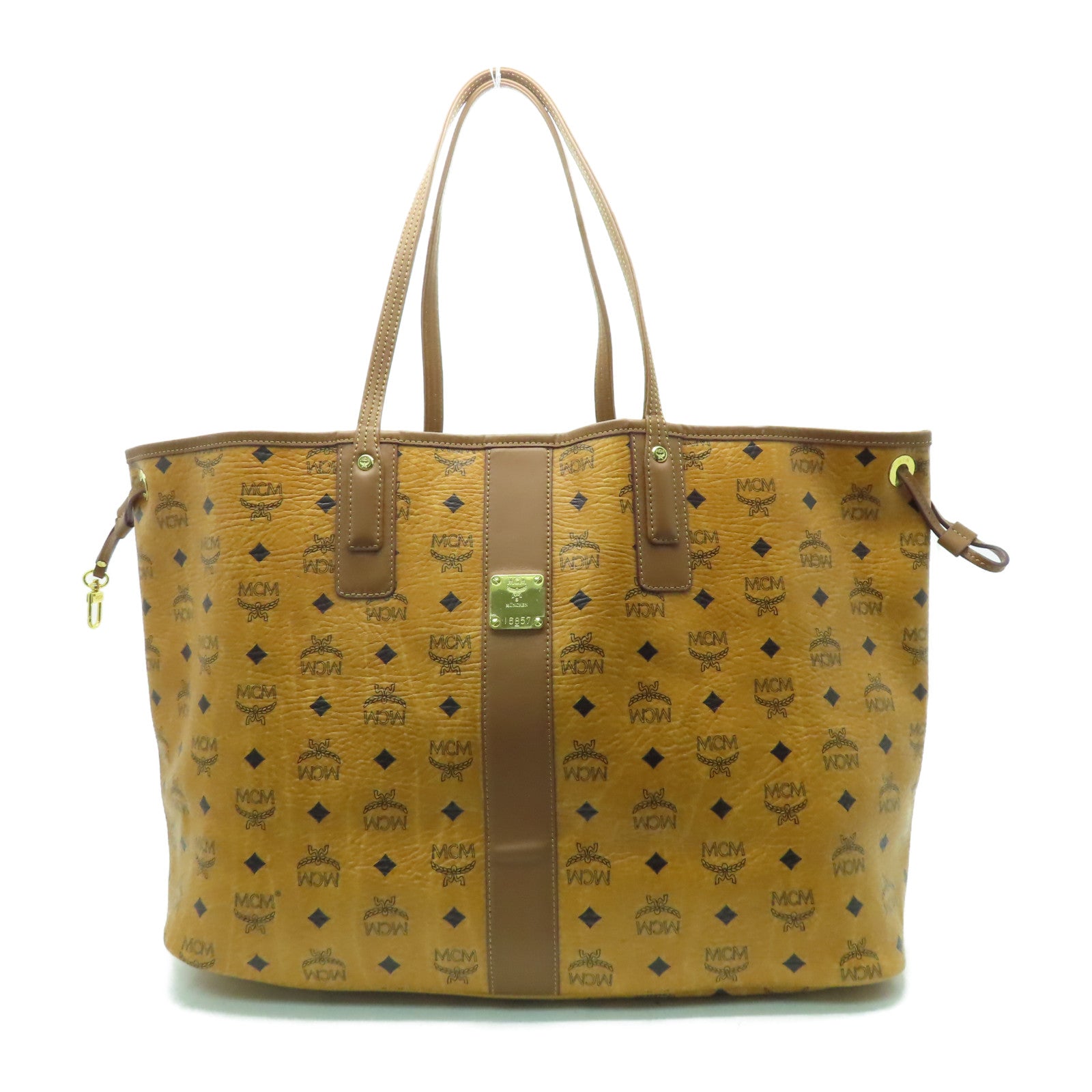 MCM 牛皮皮革Tote Bag金扣手挽袋啡色