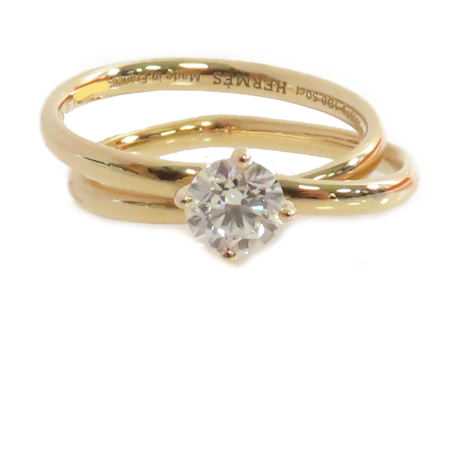 HERMES 18K玫瑰金/0.5ct鑽石Diamond Ring戒指US#5