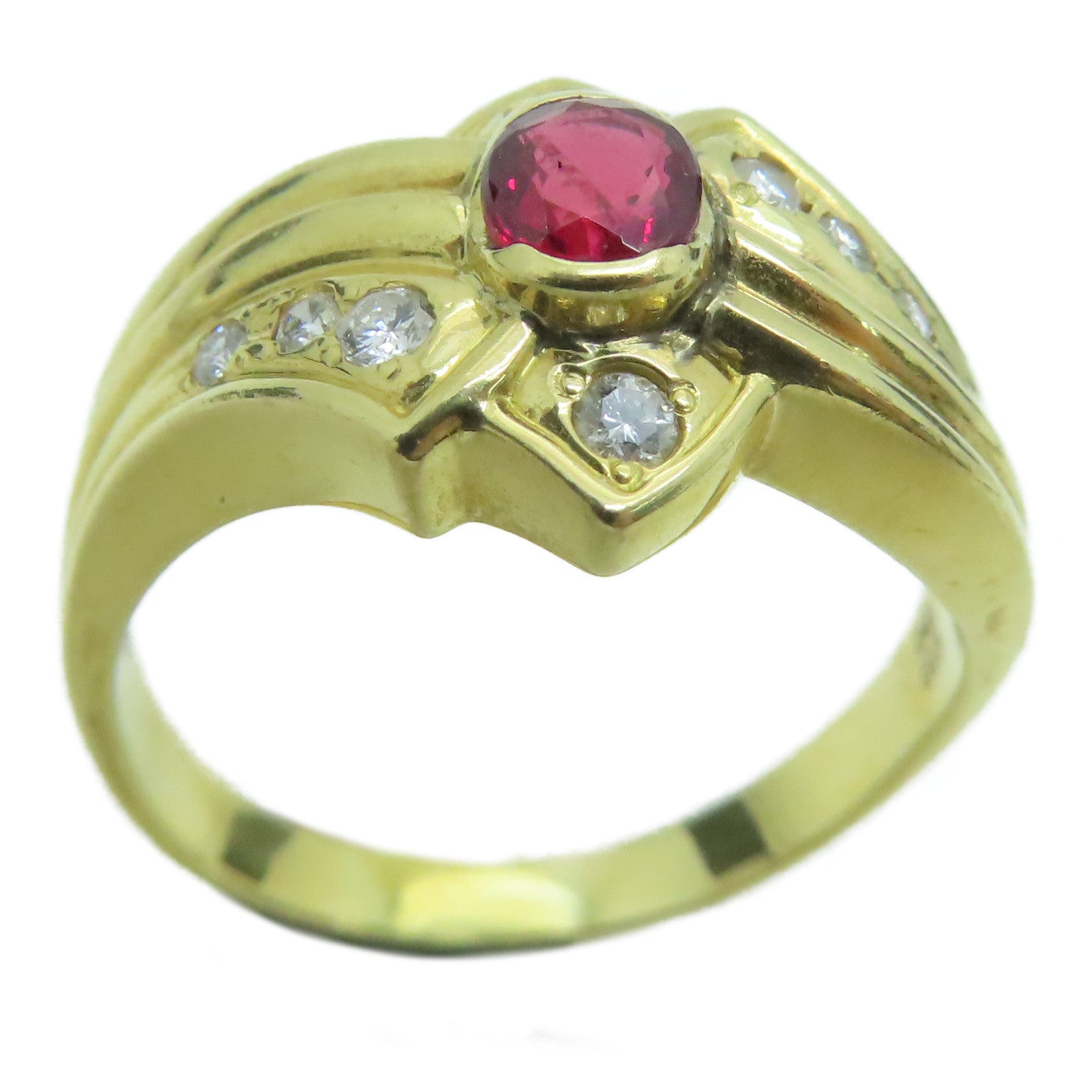 JEWELRY 【激减优惠】18K黄金Ruby Ring 0.41ct红宝石/0.15ct钻石戒指US#7.5
