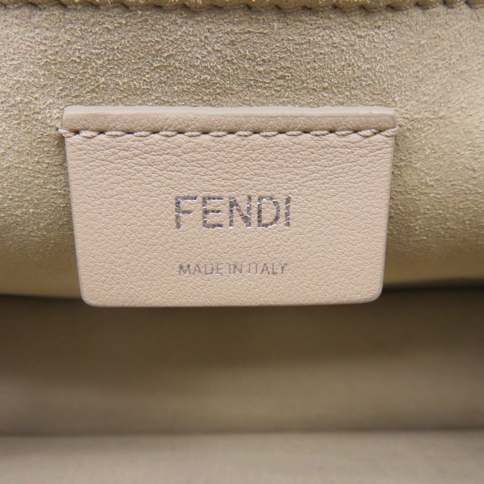FENDI cowhide leather 2Way Shoulder Bag handle shoulder bag apricot color