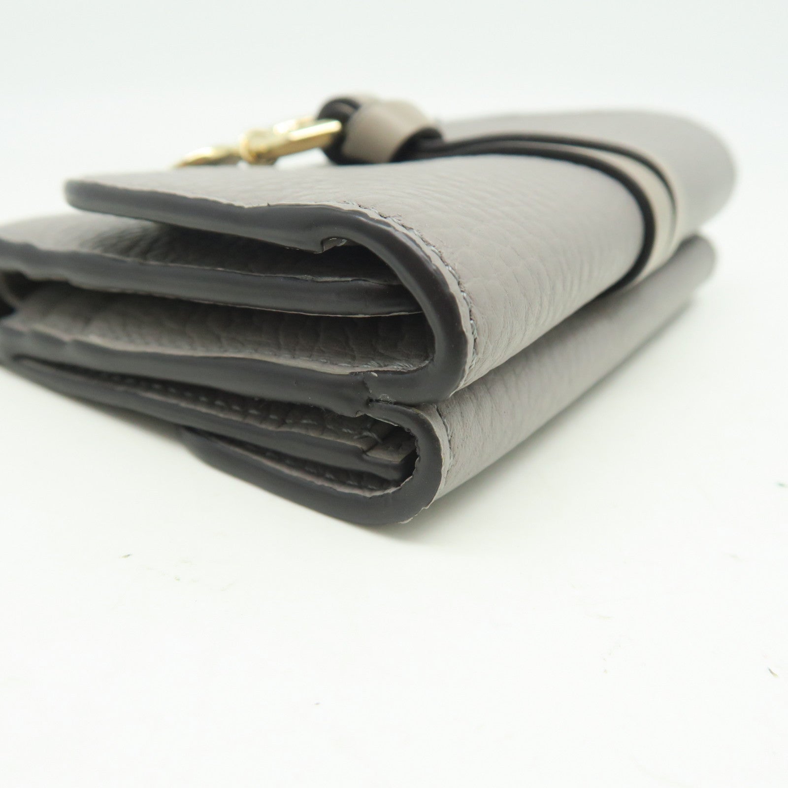 Chloe Leather Wallet Gold Buckle Gray