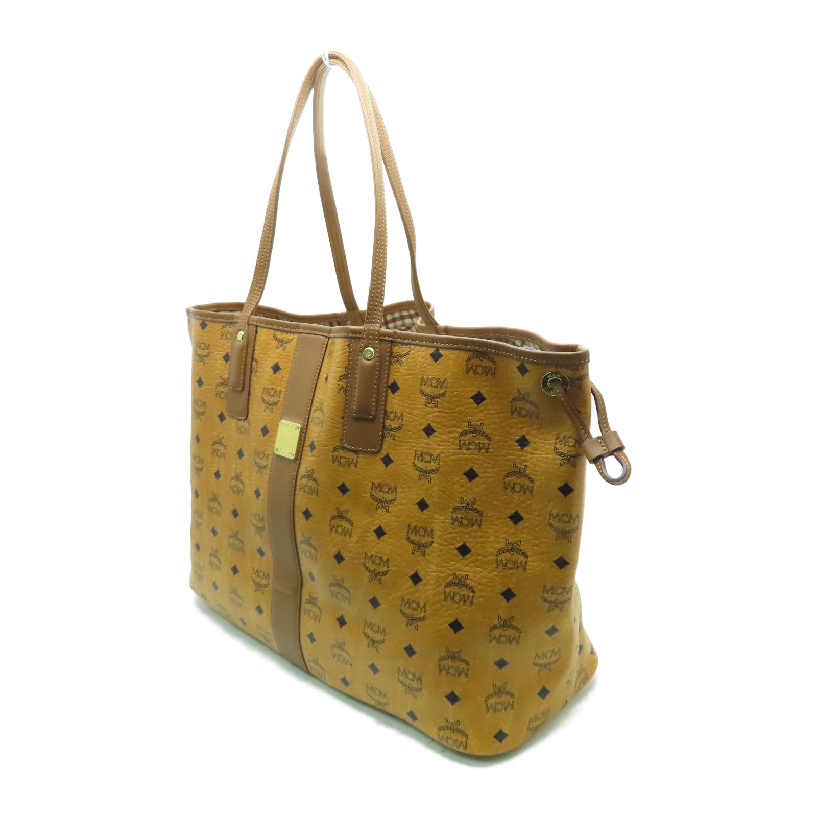 MCM 牛皮皮革Tote Bag金扣手挽袋啡色
