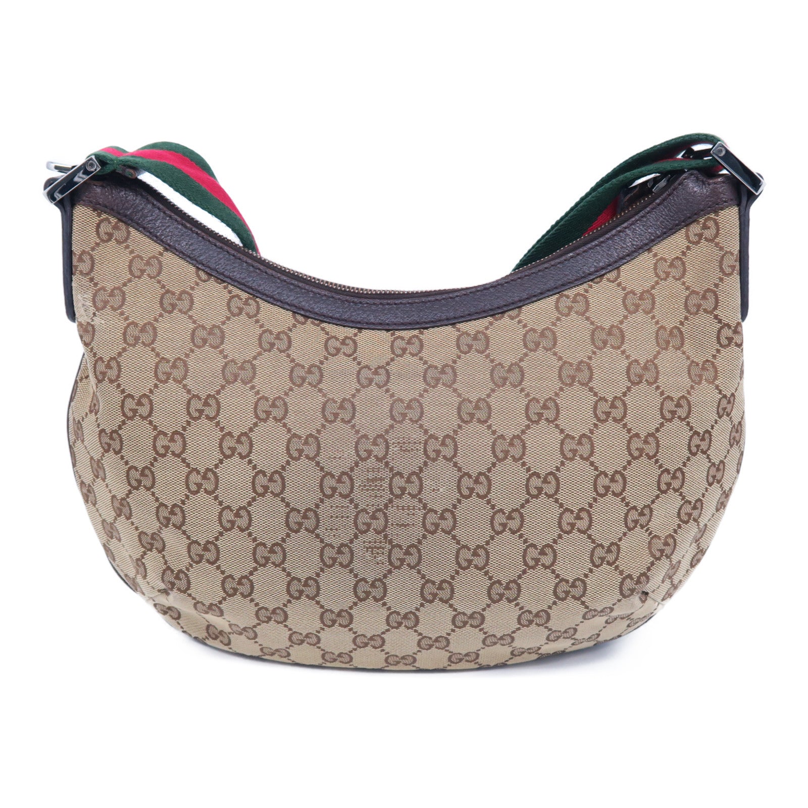 GUCCI 帆布Shoulder Bag銀扣肩背袋啡色