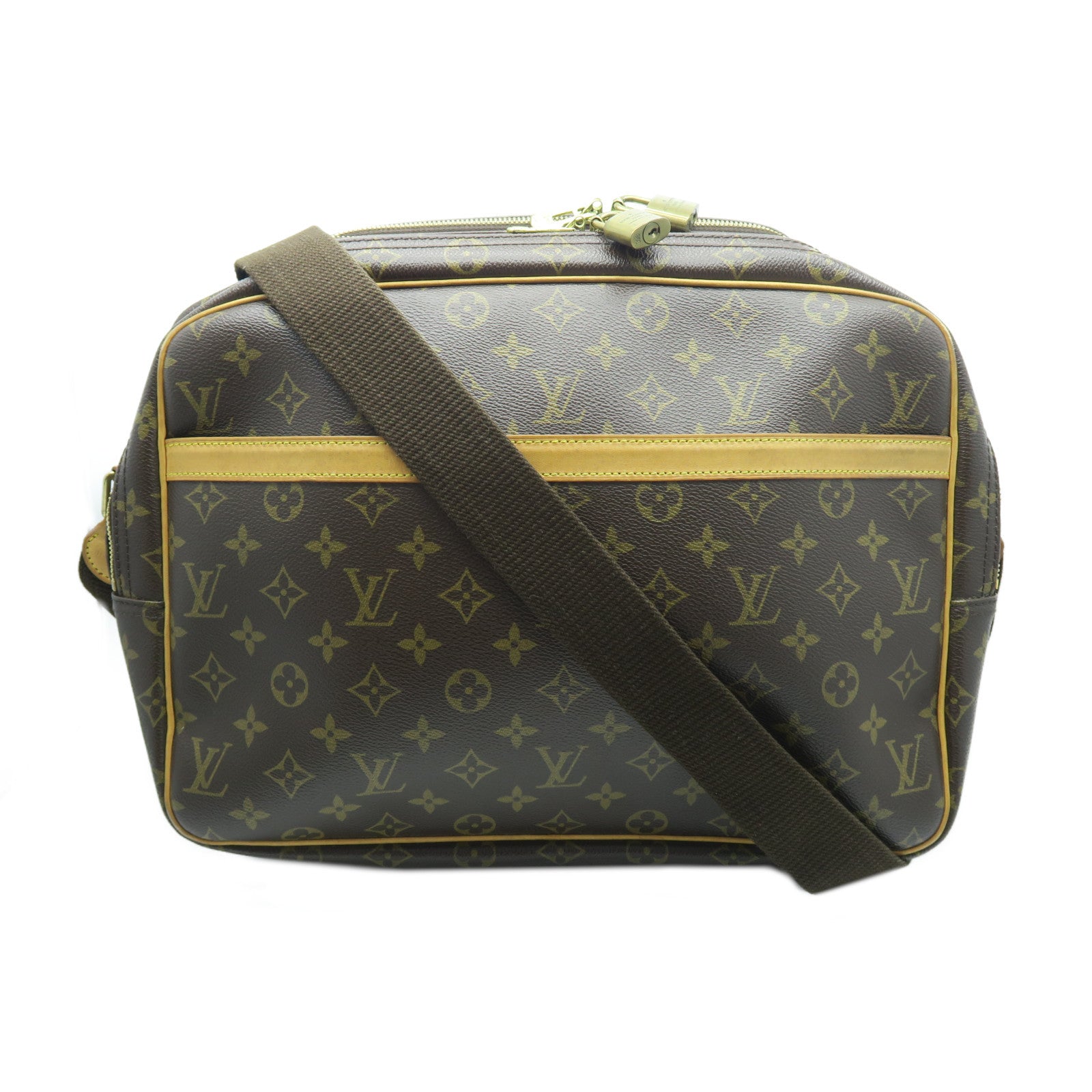 LOUIS VUITTON Monogram Reporter GM金扣肩背袋啡色