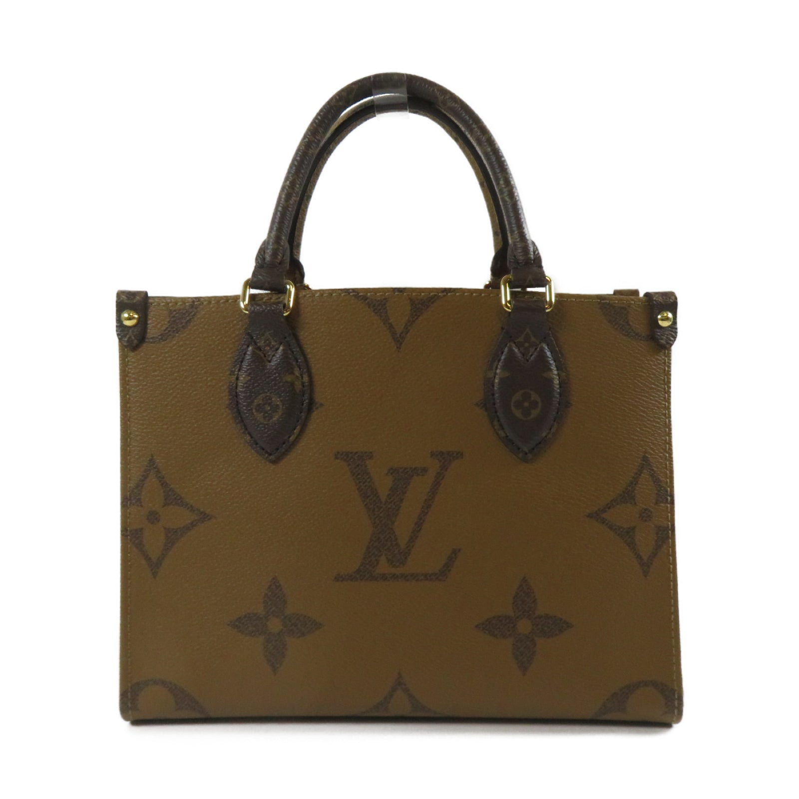 LOUIS VUITTON Monogram On The Go PM金扣手挽肩背兩用袋啡色