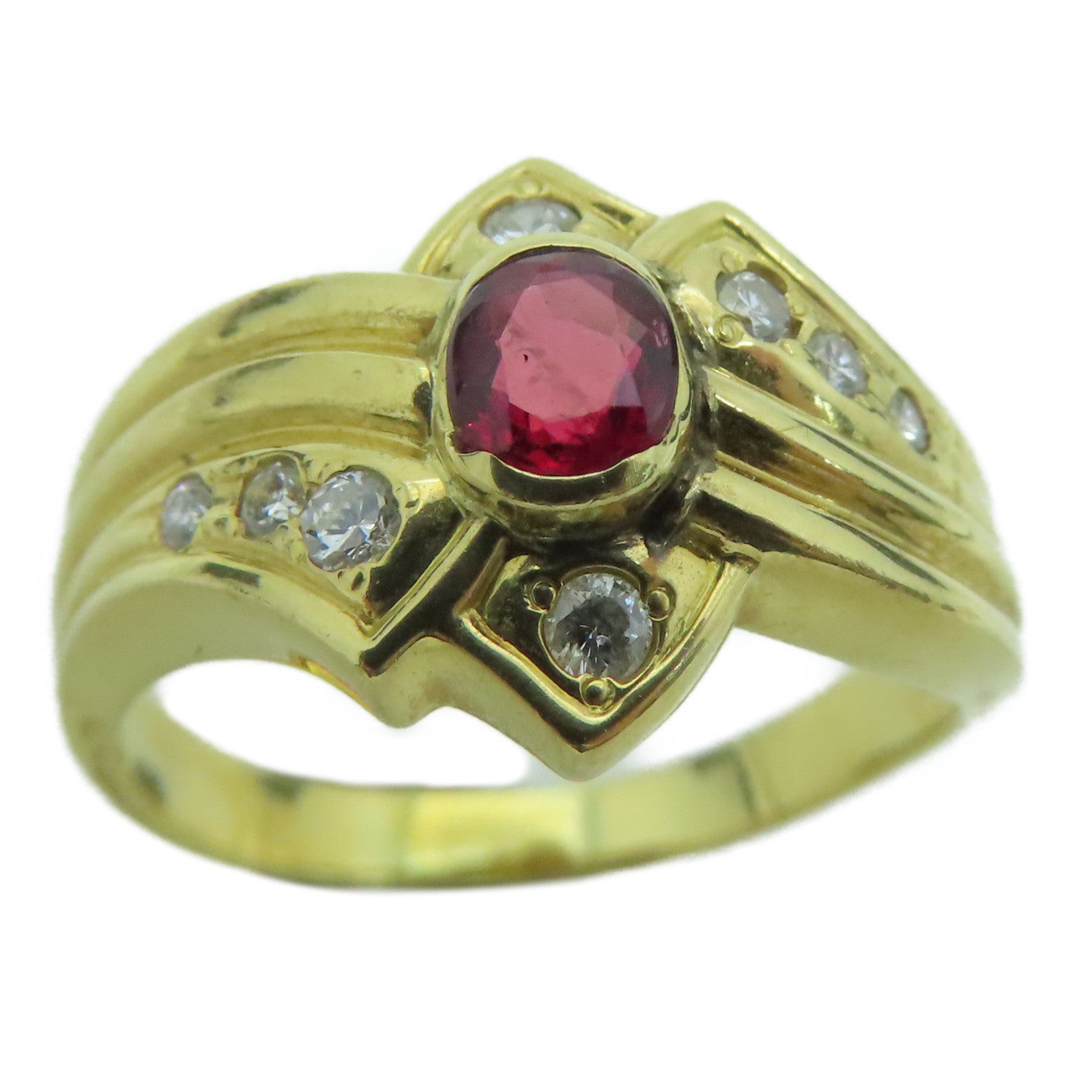 JEWELRY 【激减优惠】18K黄金Ruby Ring 0.41ct红宝石/0.15ct钻石戒指US#7.5