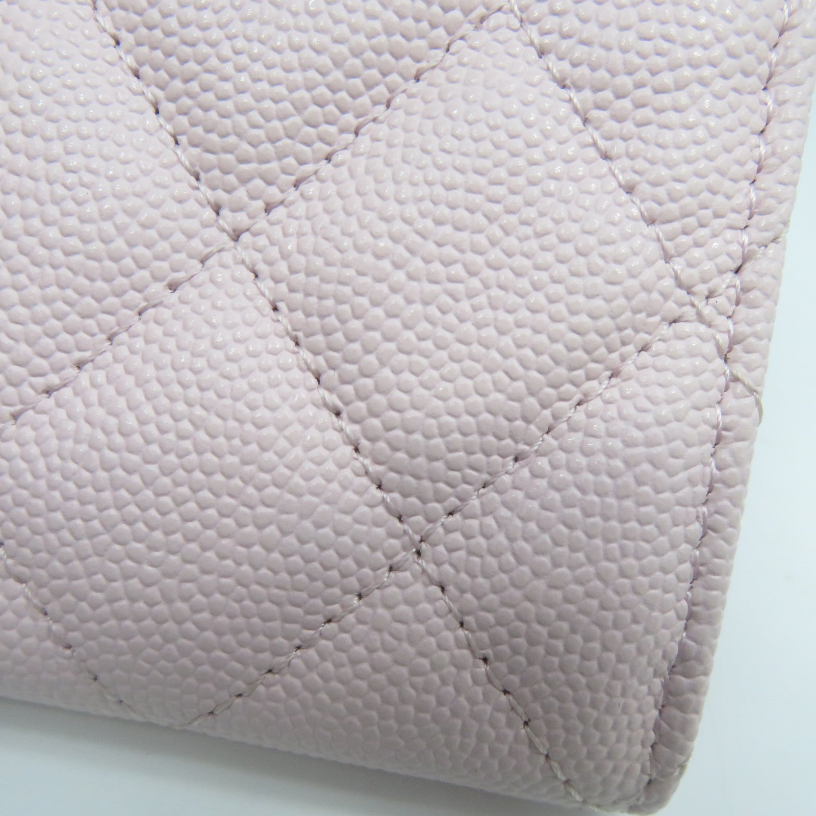CHANEL 菱格Caviar皮革Card Holder金扣卡片套粉紅色