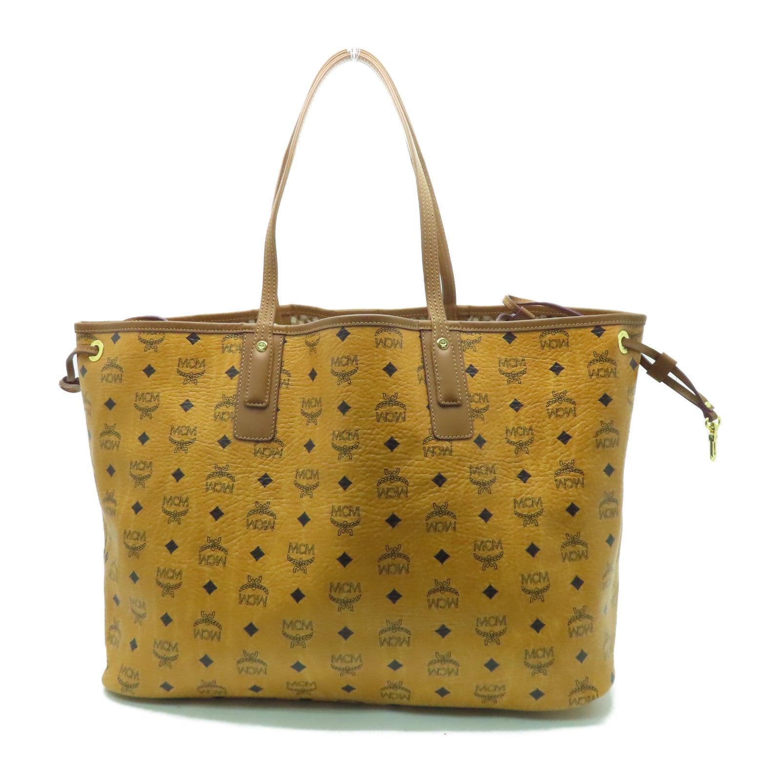 MCM 牛皮皮革Tote Bag金扣手挽袋啡色