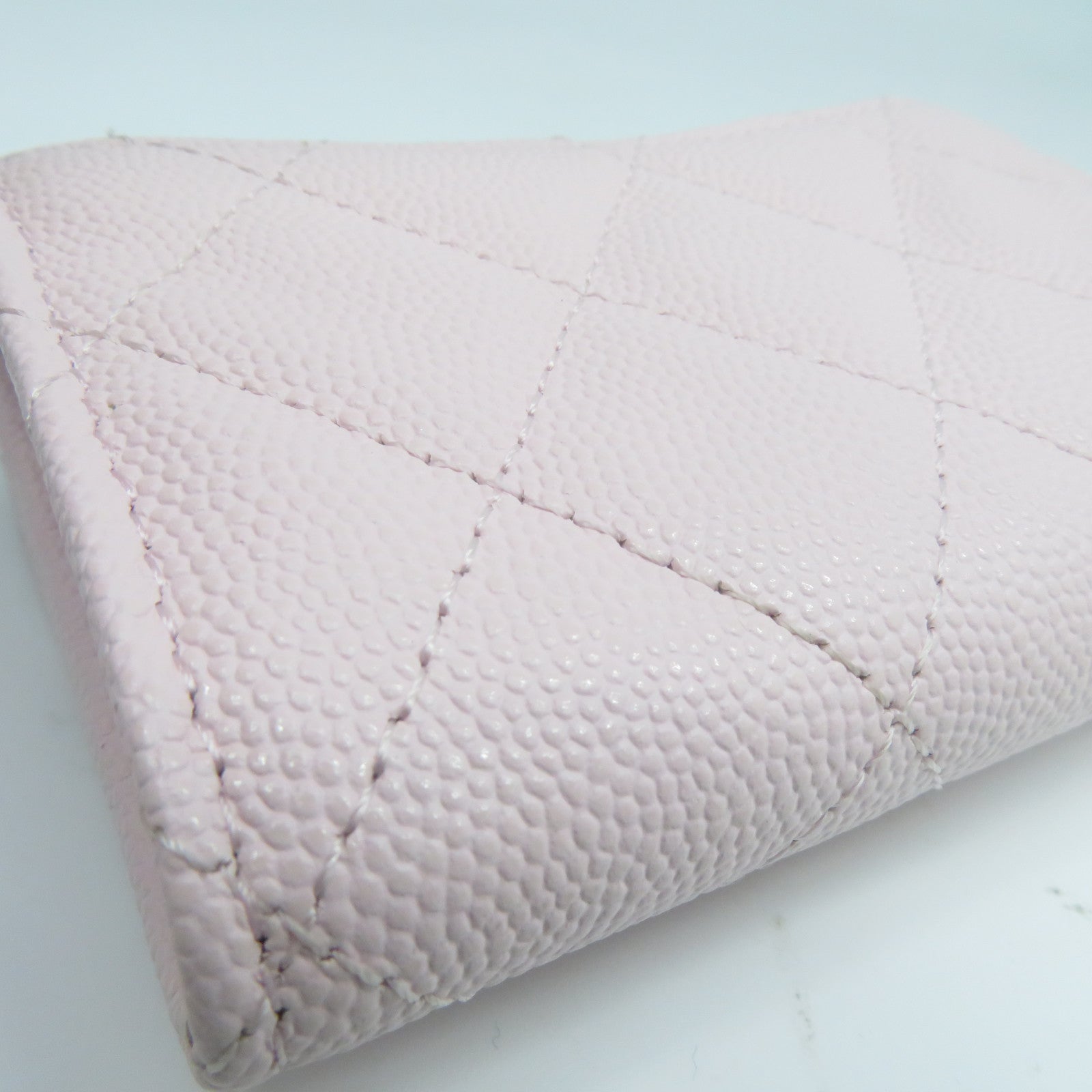 CHANEL 菱格Caviar皮革Card Holder金扣卡片套粉紅色