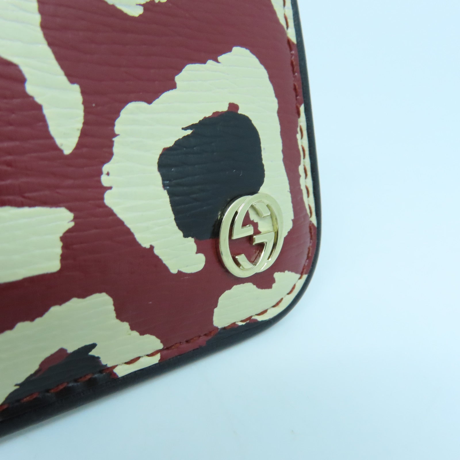 GUCCI 塗層帆布Coins Case金扣錢包紅色/白色/黑色