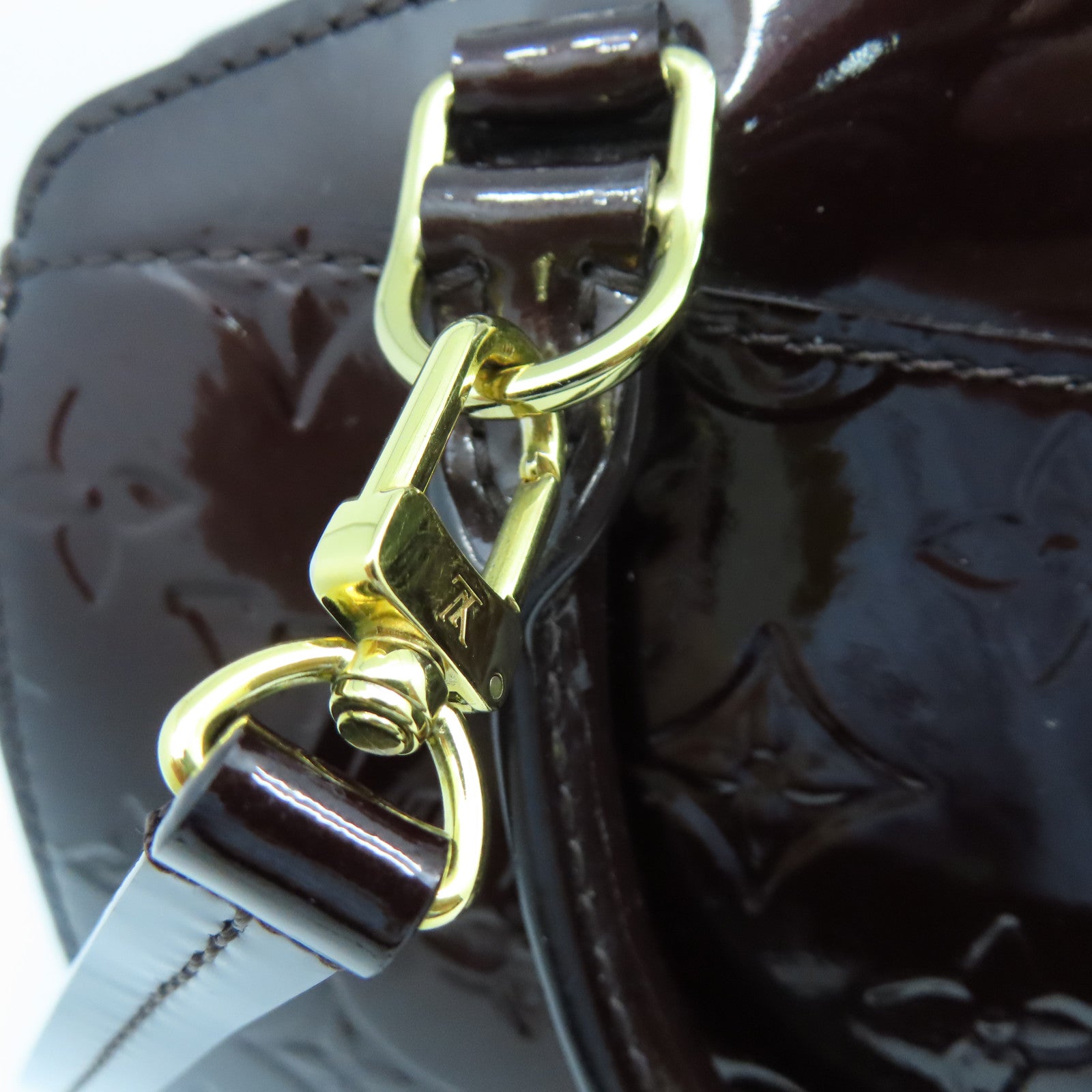 LOUIS VUITTON Monogram Vernis Brera PM金扣手挽肩背兩用袋紅色