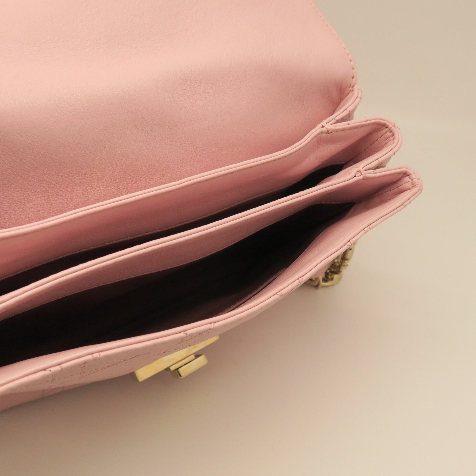 Dior rhombic cowhide leather Chain Shoulder gold buckle shoulder bag pink
