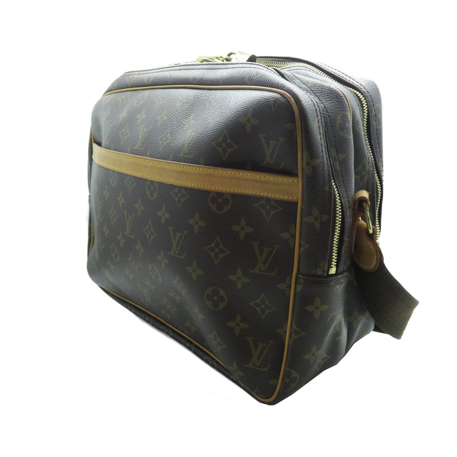 LOUIS VUITTON Monogram Reporter GM金扣肩背袋啡色