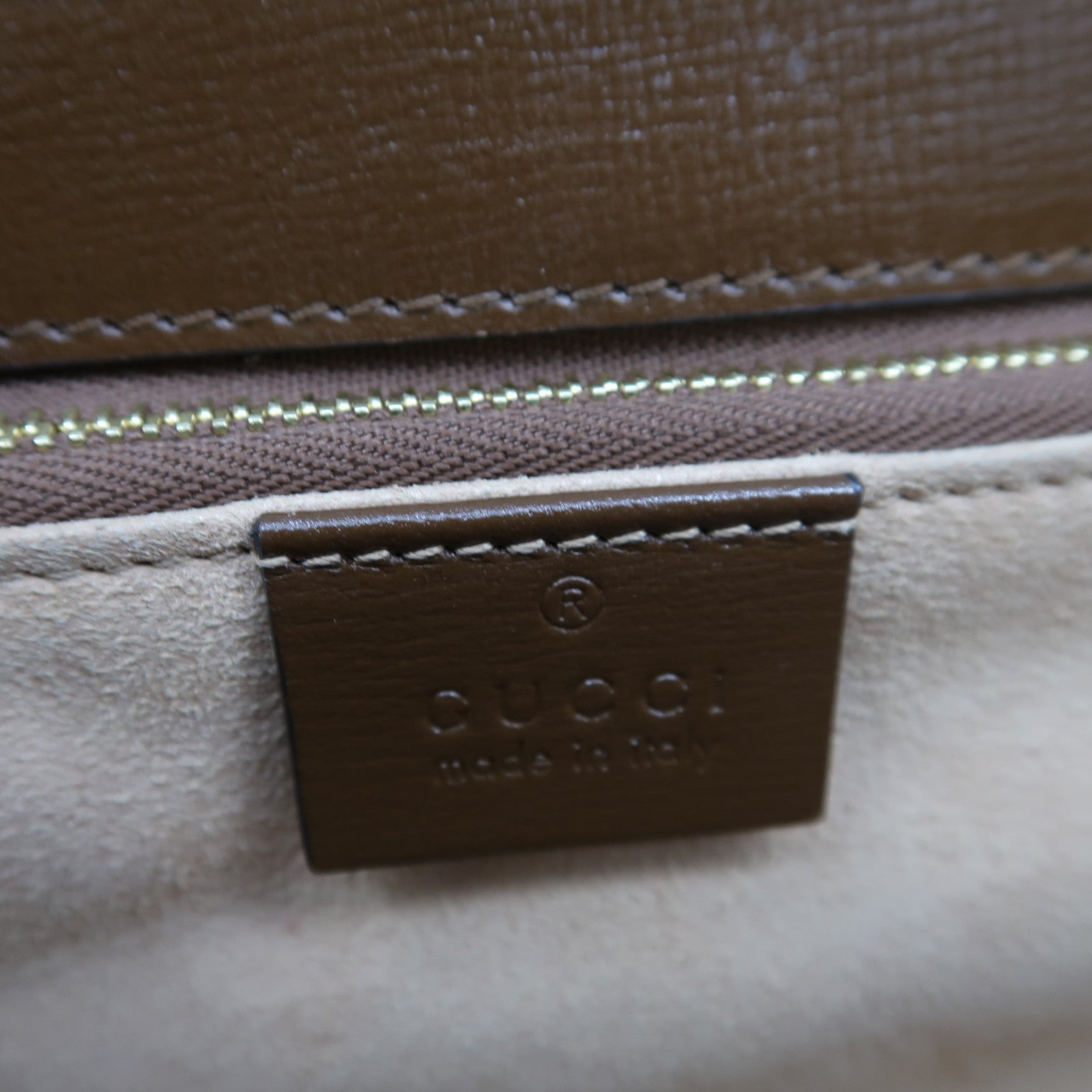 GUCCI 塗層帆布Horsebit 1955 Small金扣肩背袋啡色