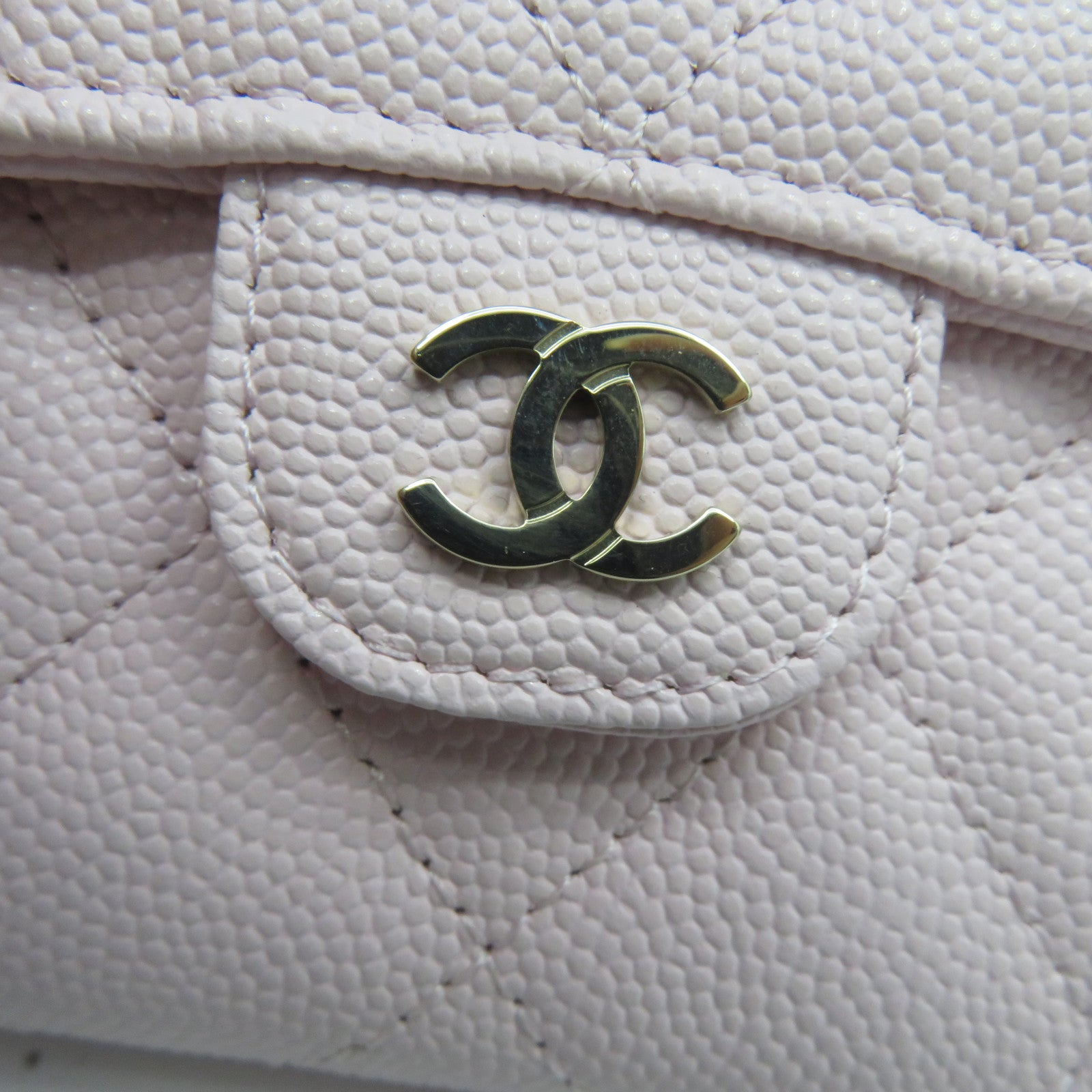 CHANEL 菱格Caviar皮革Card Holder金扣卡片套粉紅色