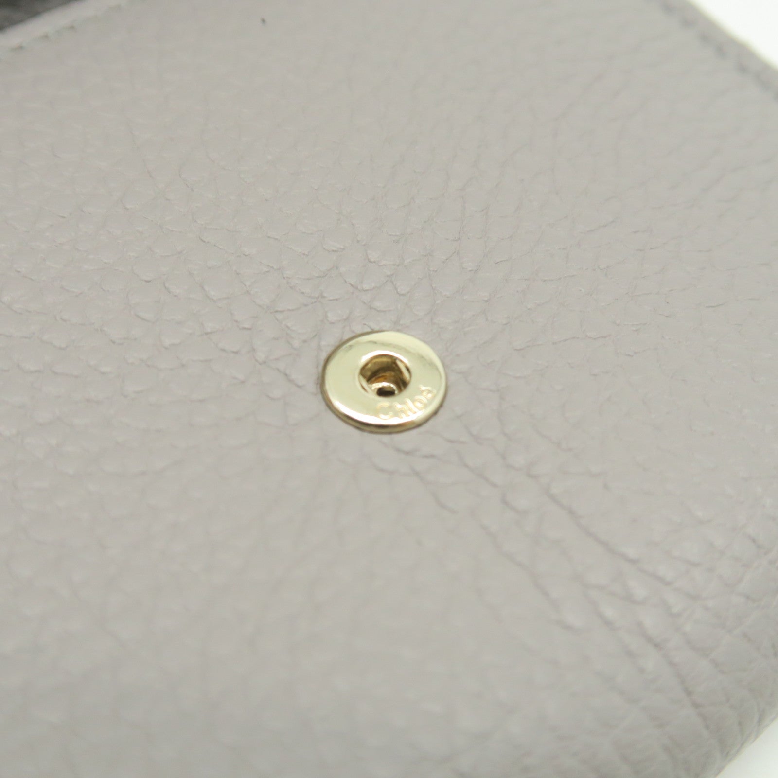 Chloe Leather Wallet Gold Buckle Gray