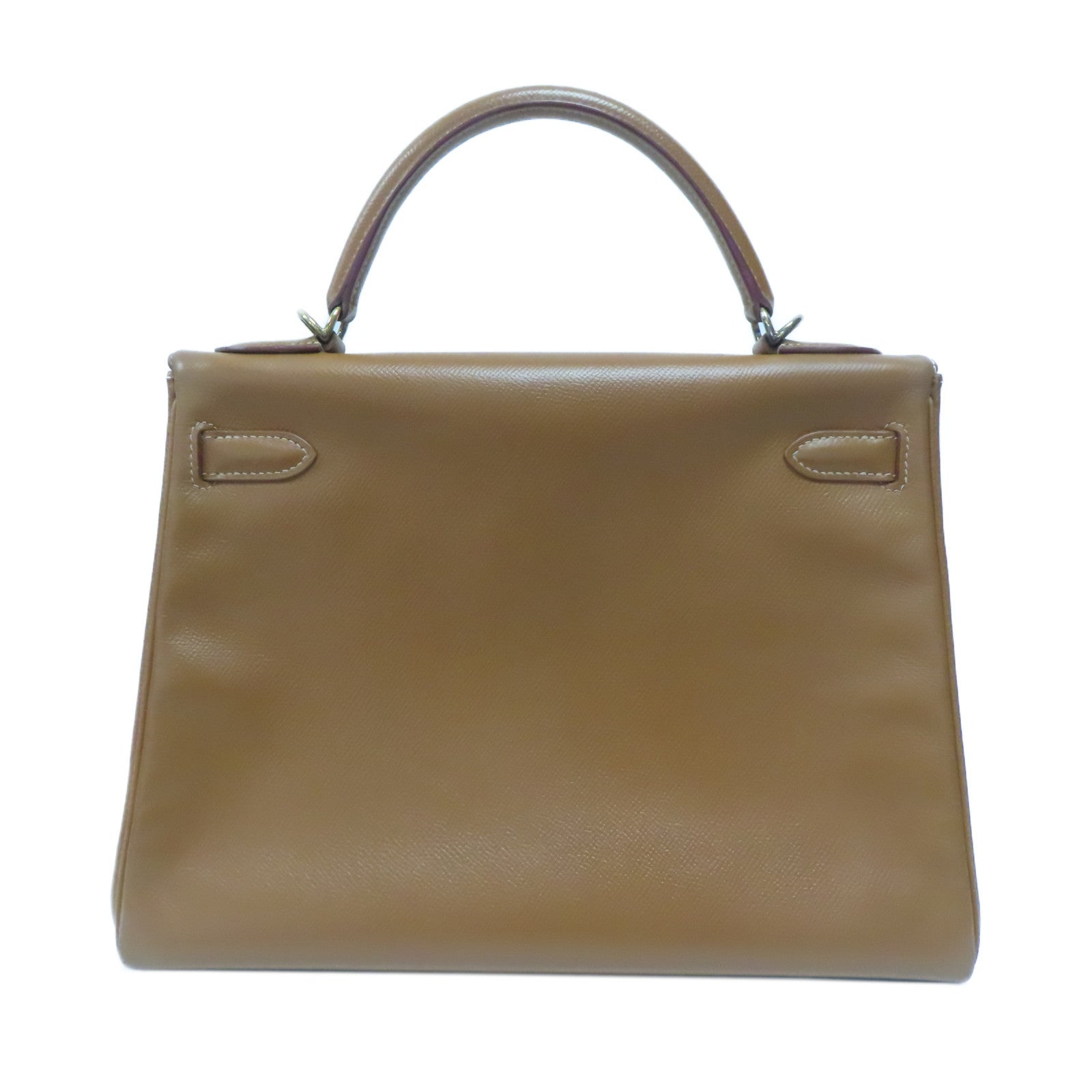 HERMES Courchevel皮革Kelly 32金扣手挽肩背兩用袋經典駝色