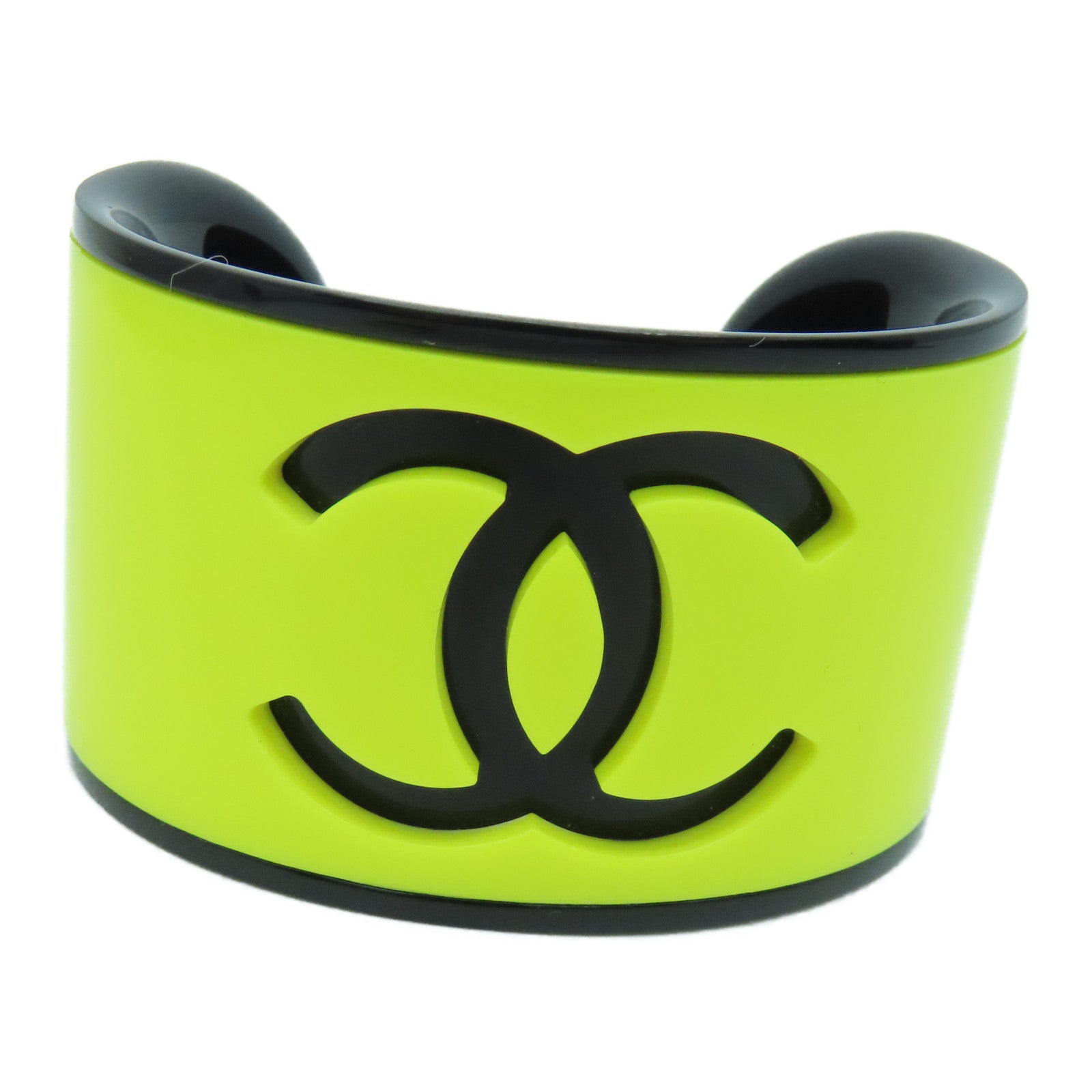 CHANEL PVC Bangle手鐲黒色/黃色