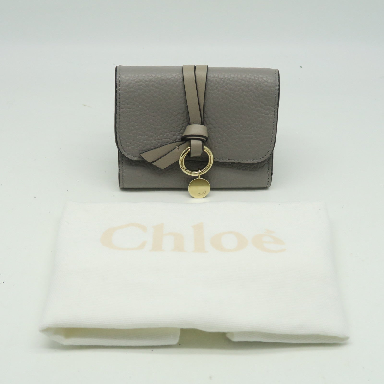 Chloe Leather Wallet Gold Buckle Gray