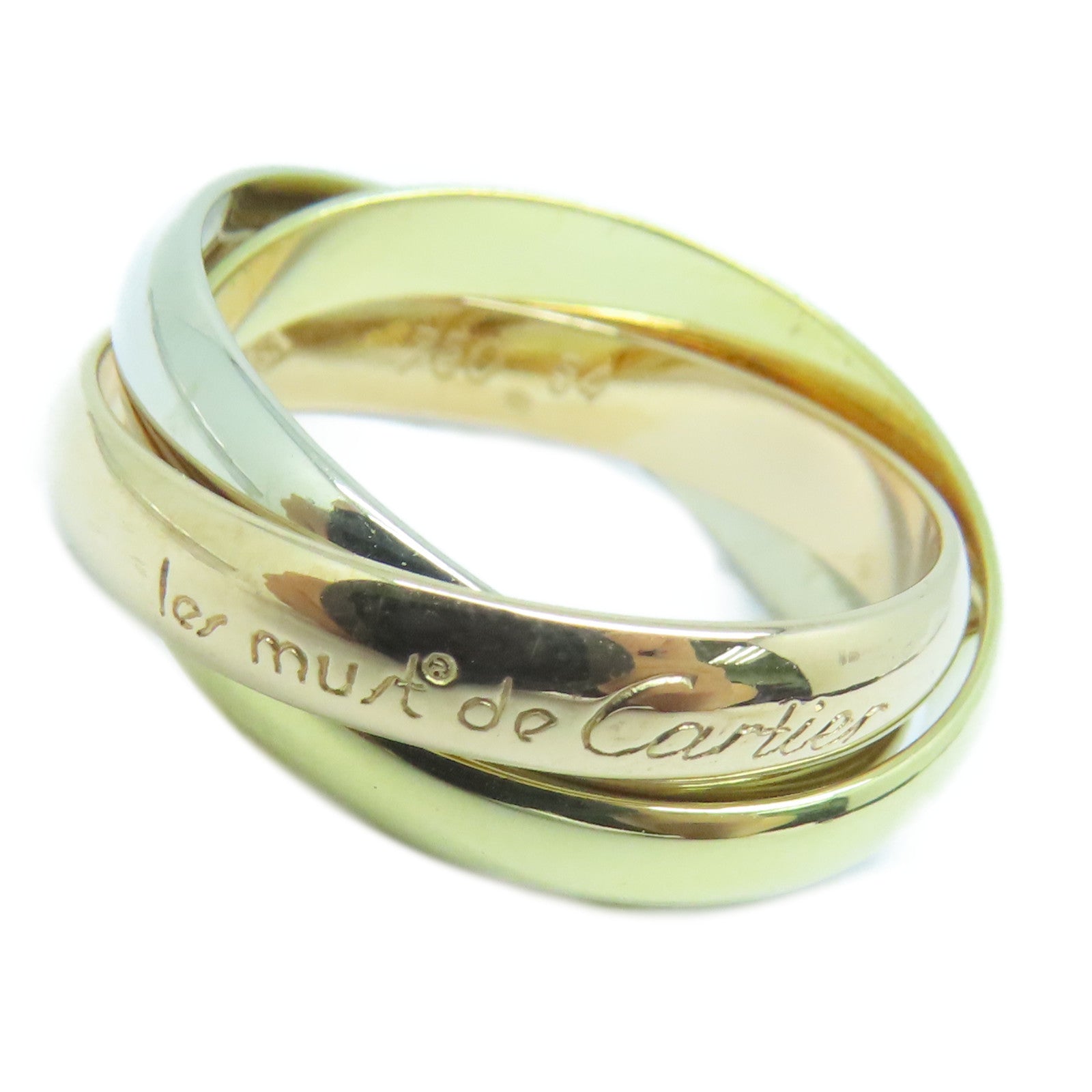 CARTIER 18K黃金/玫瑰金/白金Trinity戒指US#6.75/Cartier#54金色/粉金色/銀色