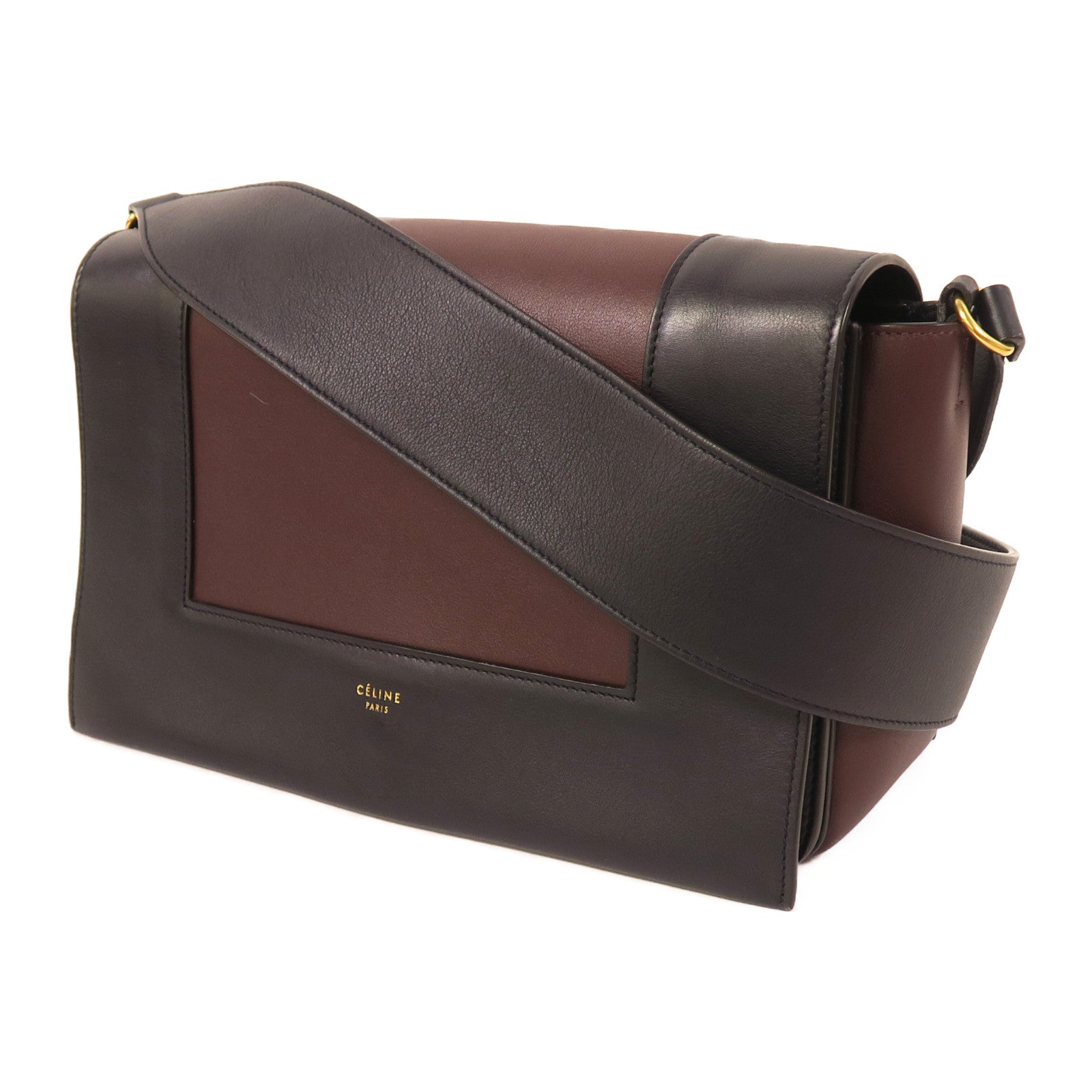 CELINE 牛皮皮革Shoulder Bag金扣肩背袋紅色/藍色
