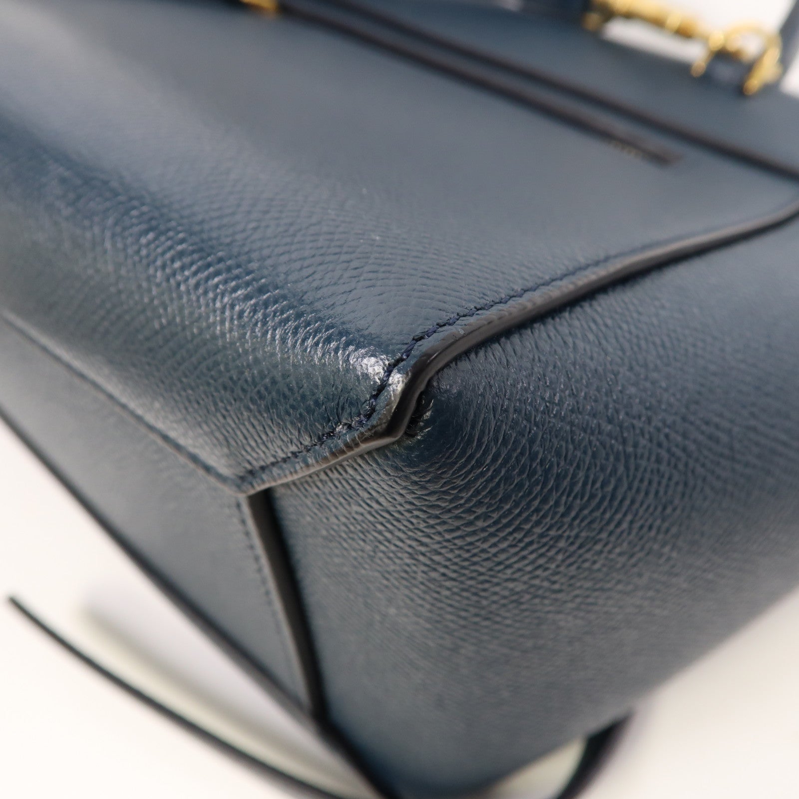 CELINE 牛皮皮革Micro Belt Bag金扣手挽肩背兩用袋藍色